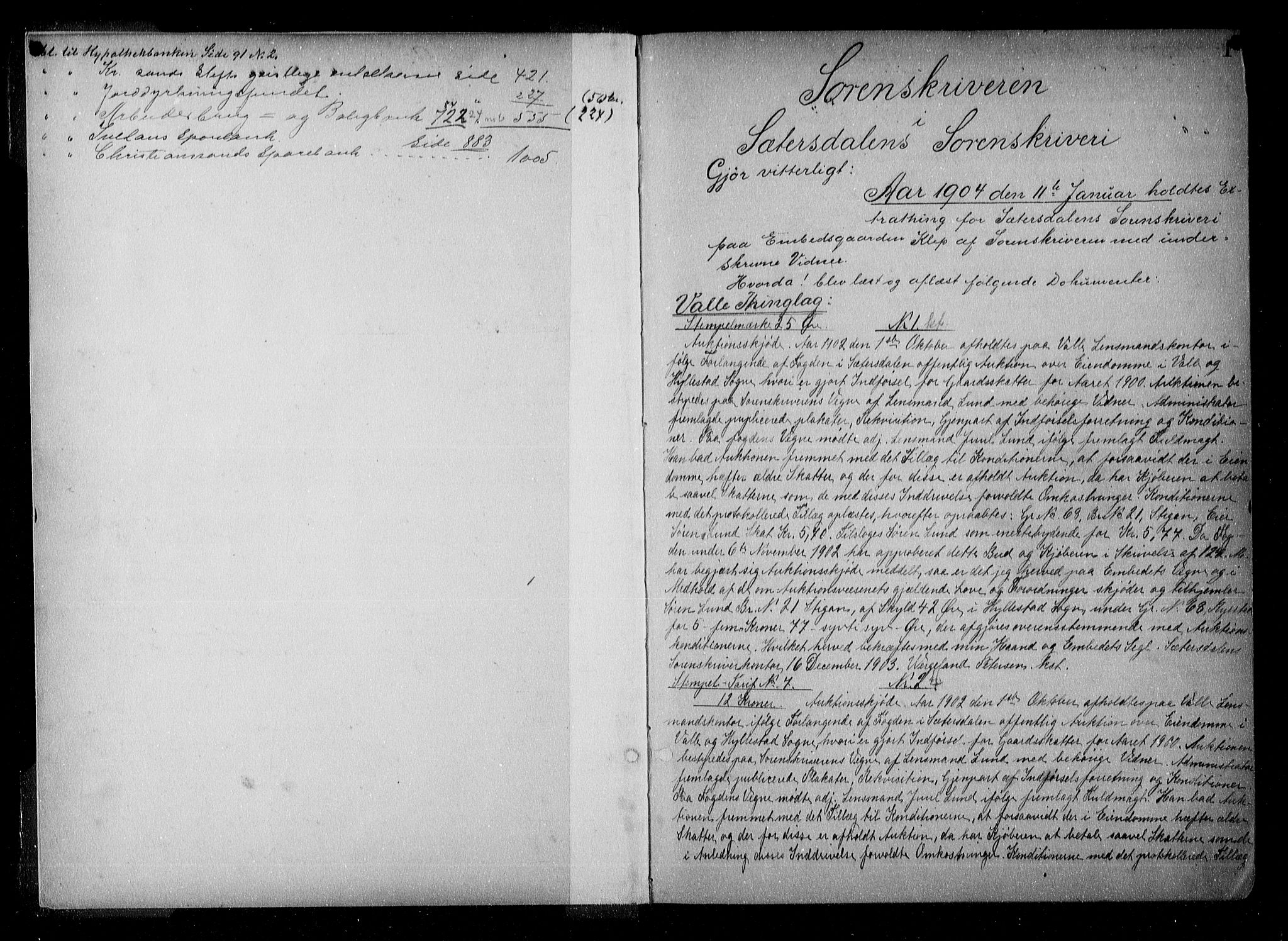 Setesdal sorenskriveri, SAK/1221-0011/G/Gb/L0014: Pantebok nr. 13, 1904-1907, s. 0-1