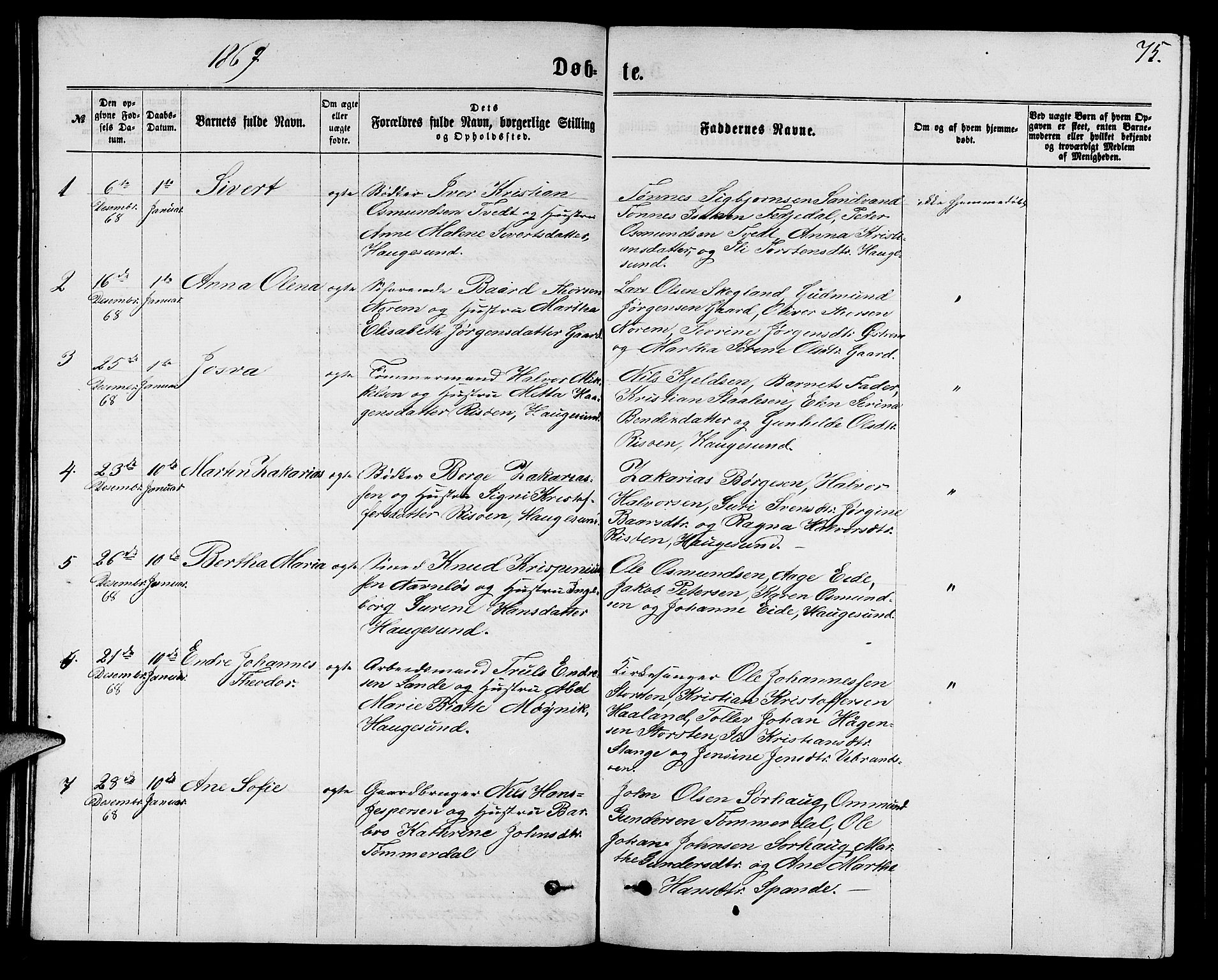 Torvastad sokneprestkontor, AV/SAST-A -101857/H/Ha/Hab/L0007: Klokkerbok nr. B 7, 1866-1873, s. 75