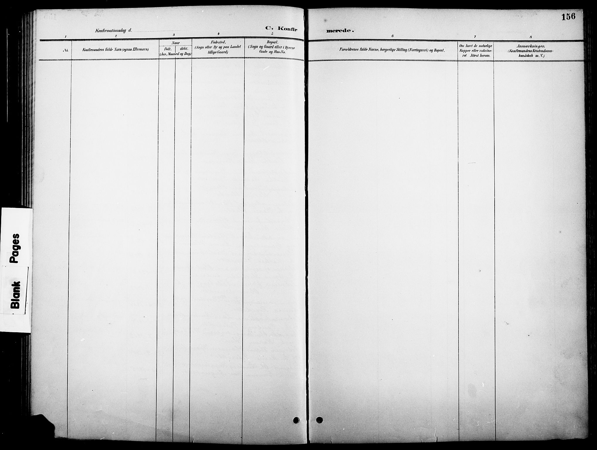 Stange prestekontor, SAH/PREST-002/L/L0011: Klokkerbok nr. 11, 1895-1917, s. 156