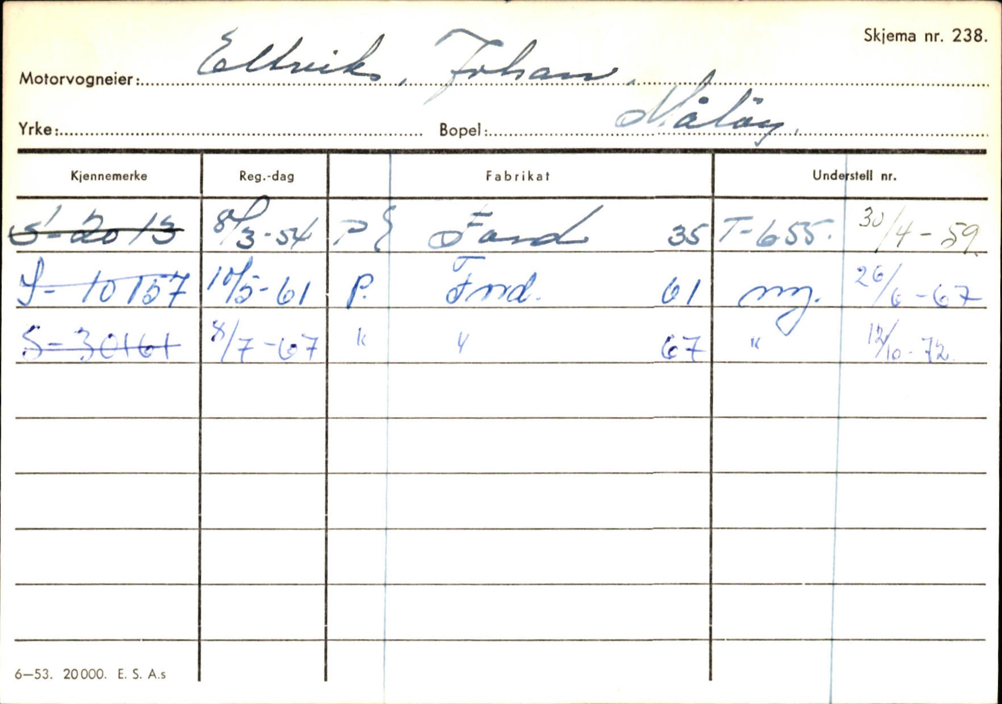 Statens vegvesen, Sogn og Fjordane vegkontor, AV/SAB-A-5301/4/F/L0144: Registerkort Vågsøy A-R, 1945-1975, s. 443