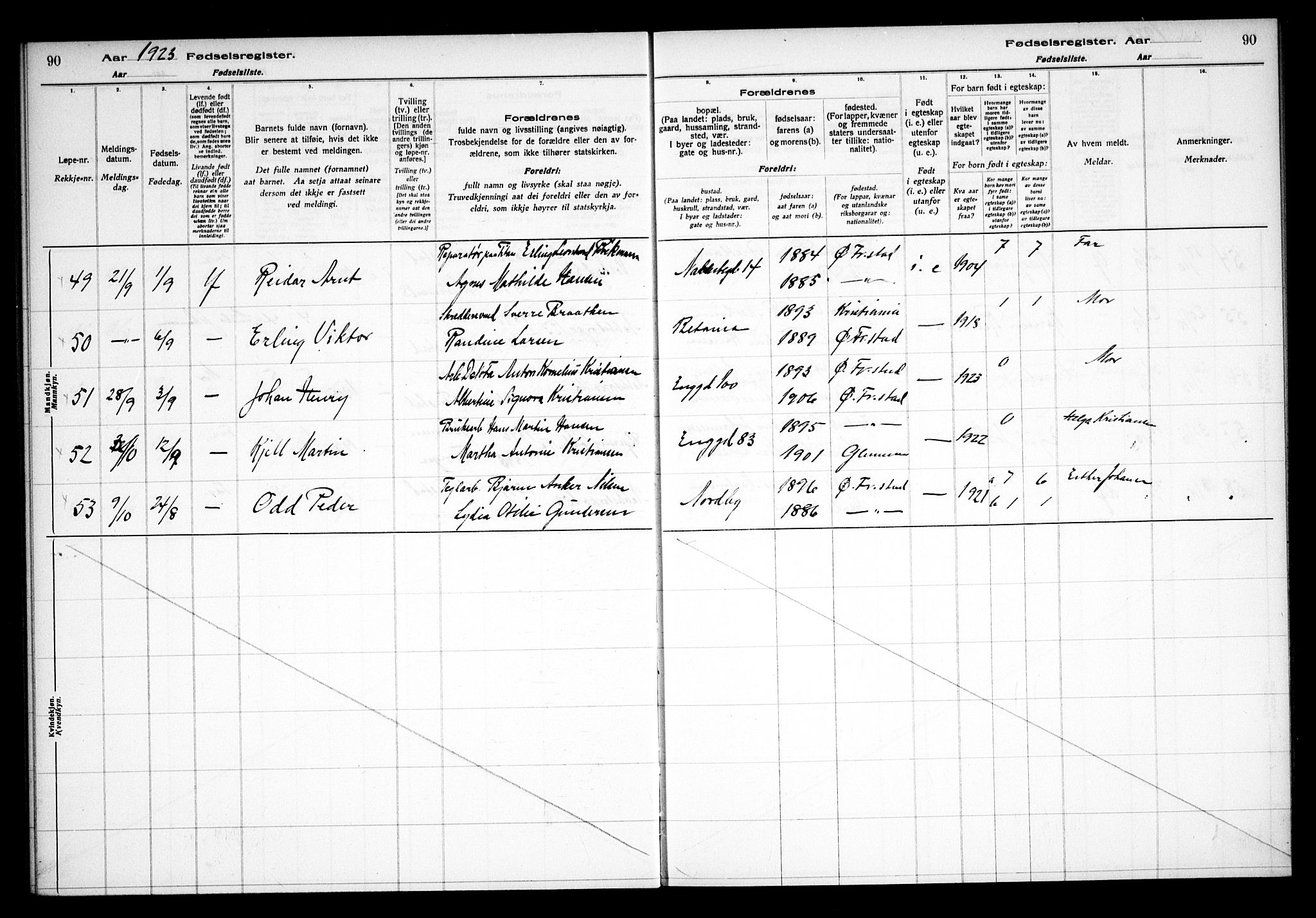Østre Fredrikstad prestekontor Kirkebøker, AV/SAO-A-10907/J/Ja/L0001: Fødselsregister nr. 1, 1916-1936, s. 90