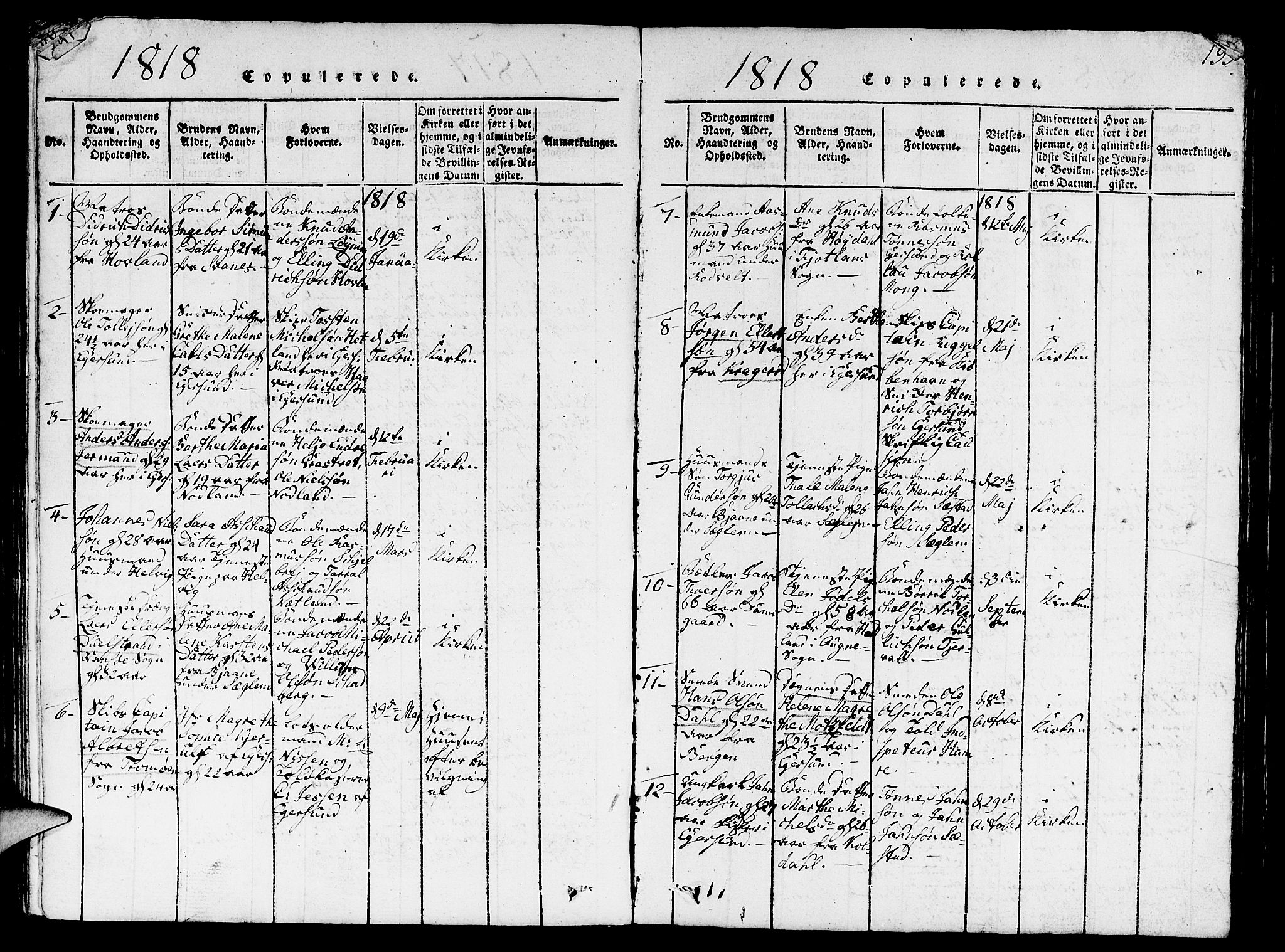 Eigersund sokneprestkontor, AV/SAST-A-101807/S09/L0001: Klokkerbok nr. B 1, 1815-1827, s. 193