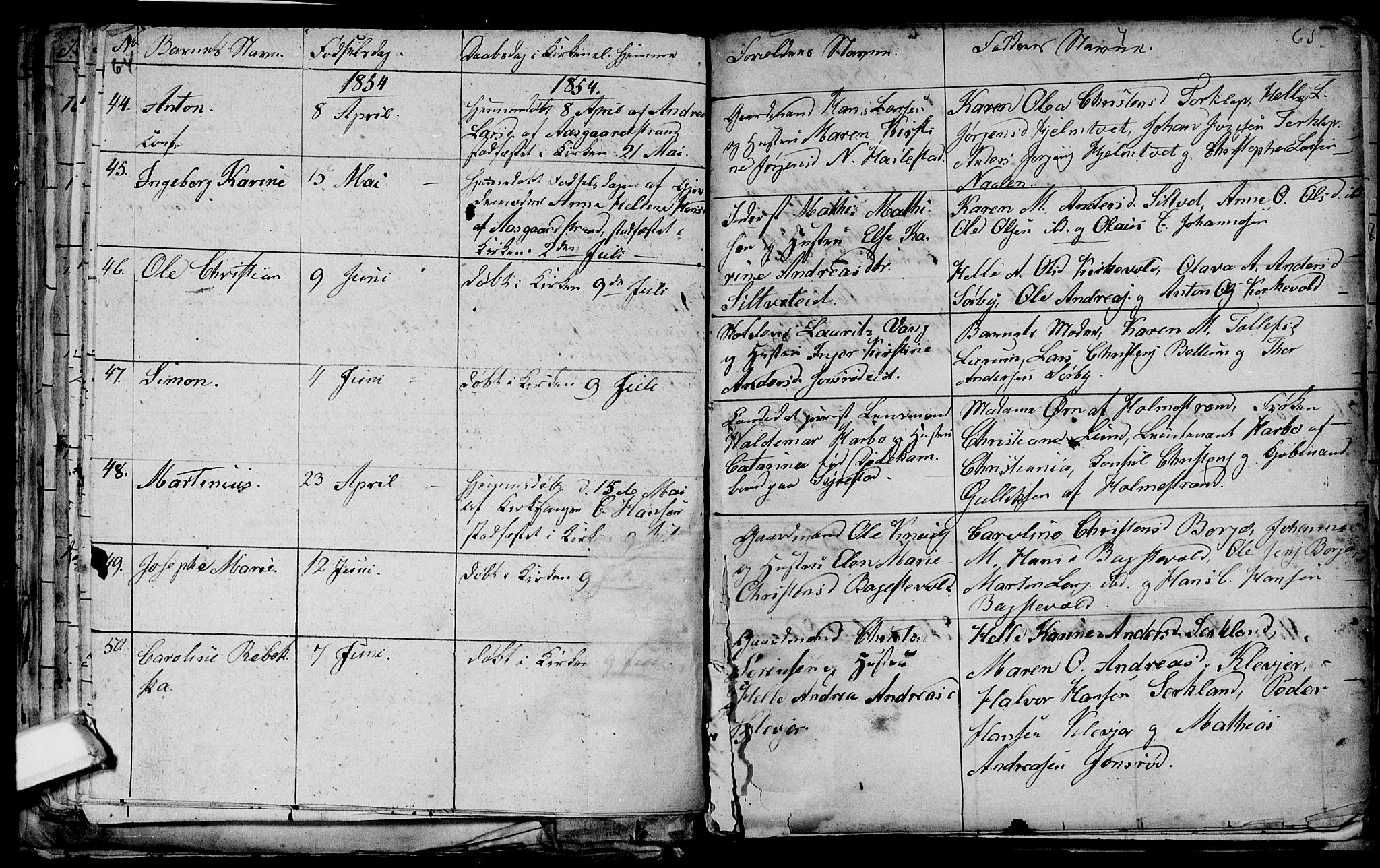 Våle kirkebøker, AV/SAKO-A-334/G/Ga/L0002: Klokkerbok nr. I 2, 1851-1863, s. 64-65