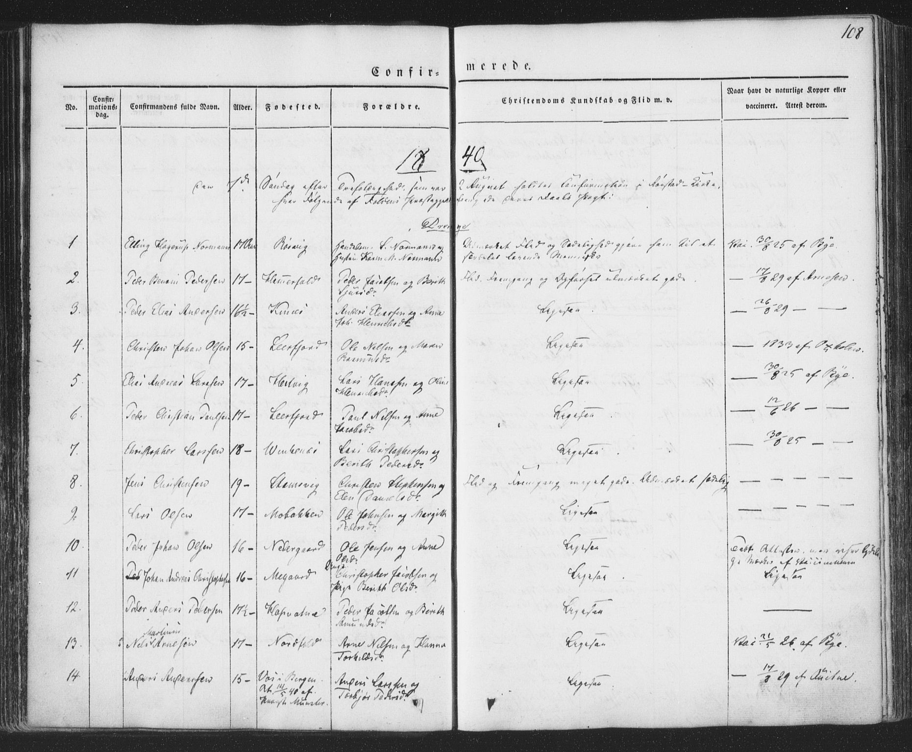 Ministerialprotokoller, klokkerbøker og fødselsregistre - Nordland, AV/SAT-A-1459/853/L0769: Ministerialbok nr. 853A08, 1836-1856, s. 108