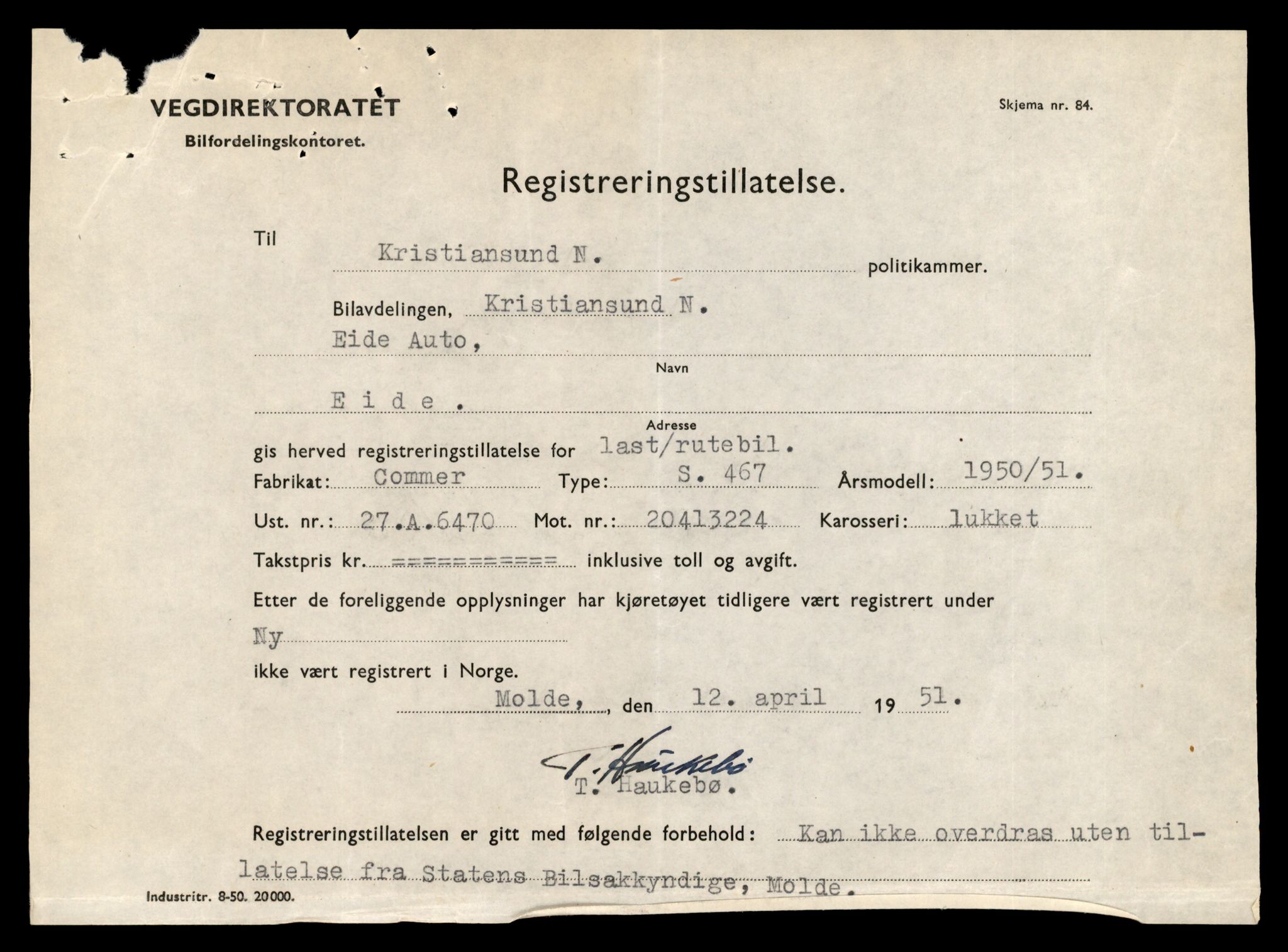 Møre og Romsdal vegkontor - Ålesund trafikkstasjon, AV/SAT-A-4099/F/Fe/L0034: Registreringskort for kjøretøy T 12500 - T 12652, 1927-1998, s. 2977