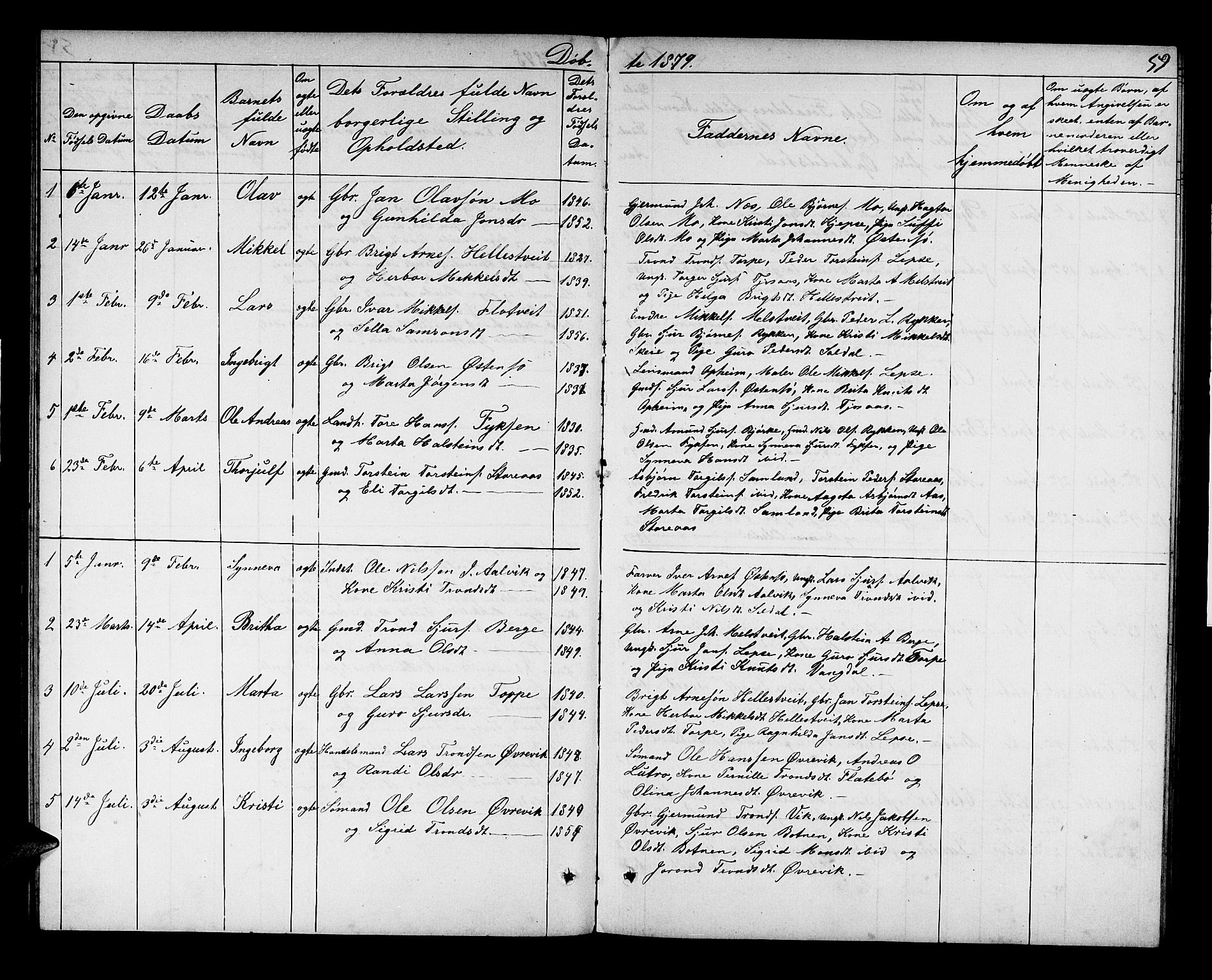 Kvam sokneprestembete, AV/SAB-A-76201/H/Hab: Klokkerbok nr. C 2, 1863-1880, s. 59