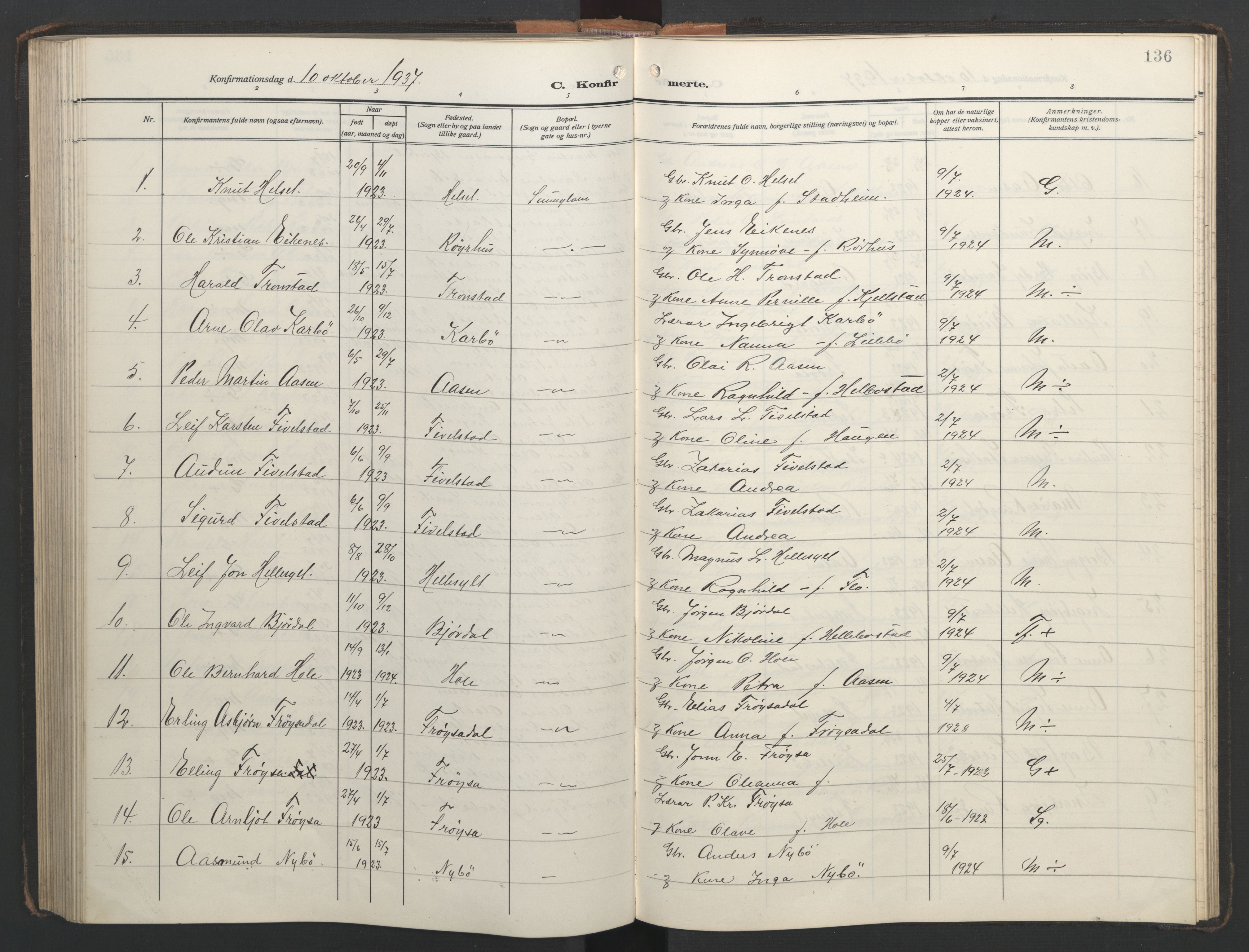 Ministerialprotokoller, klokkerbøker og fødselsregistre - Møre og Romsdal, AV/SAT-A-1454/517/L0232: Klokkerbok nr. 517C05, 1910-1946, s. 136