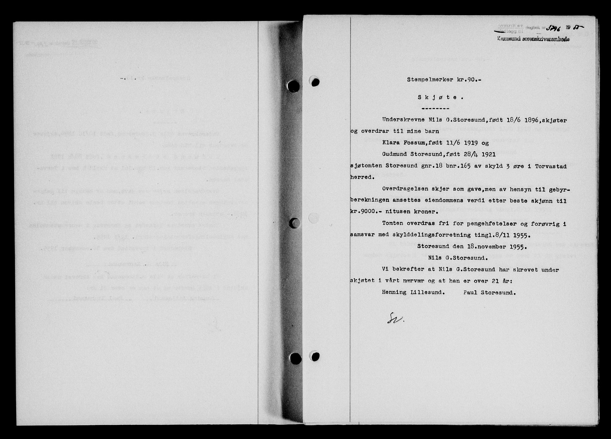 Karmsund sorenskriveri, SAST/A-100311/01/II/IIB/L0117: Pantebok nr. 97Ab, 1955-1955, Dagboknr: 3796/1955