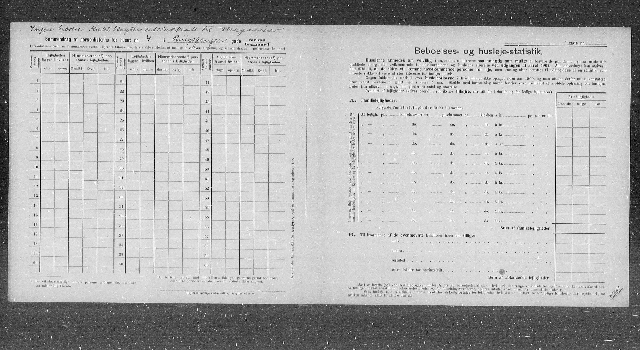 OBA, Kommunal folketelling 31.12.1905 for Kristiania kjøpstad, 1905, s. 43811