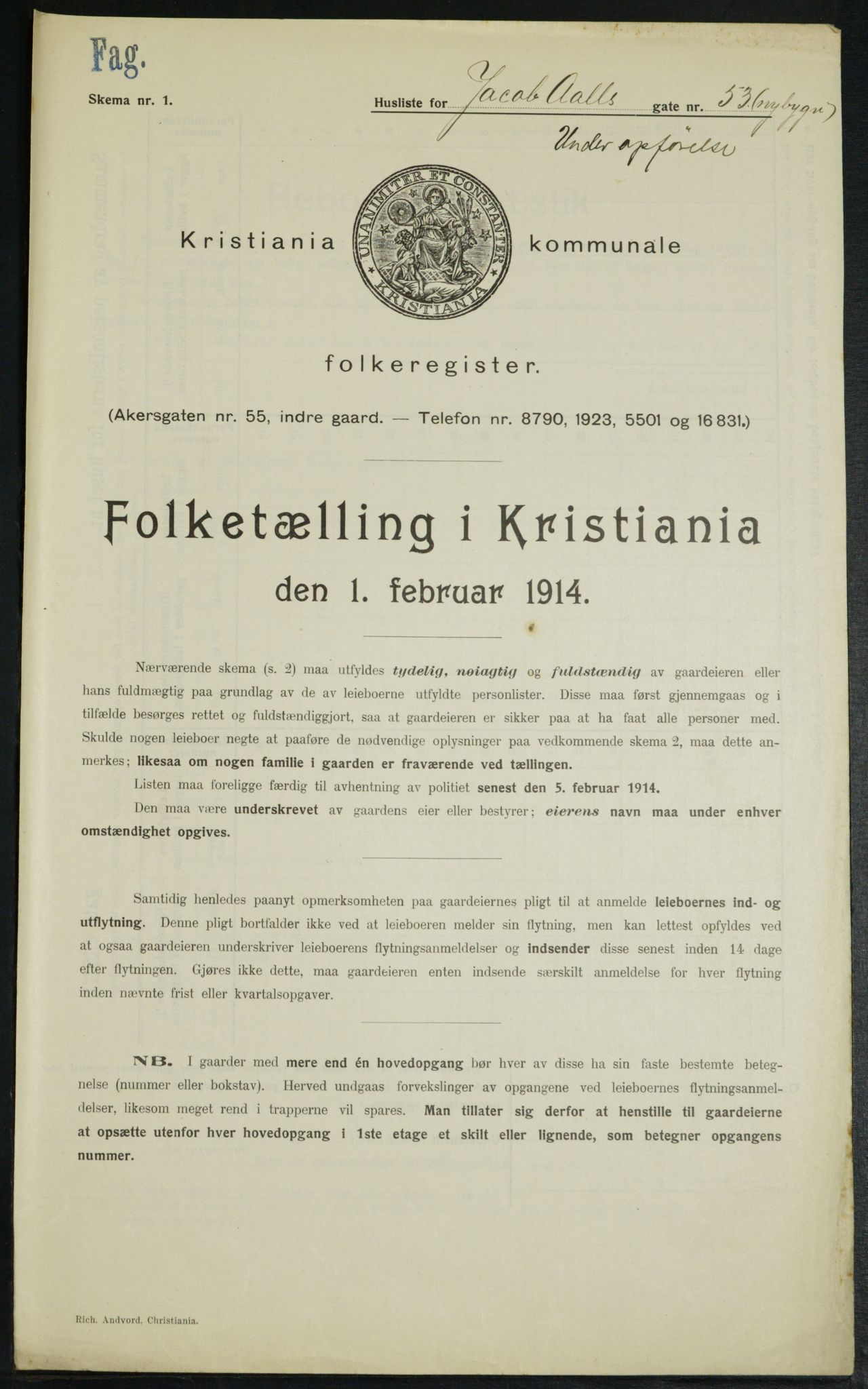 OBA, Kommunal folketelling 1.2.1914 for Kristiania, 1914, s. 45451