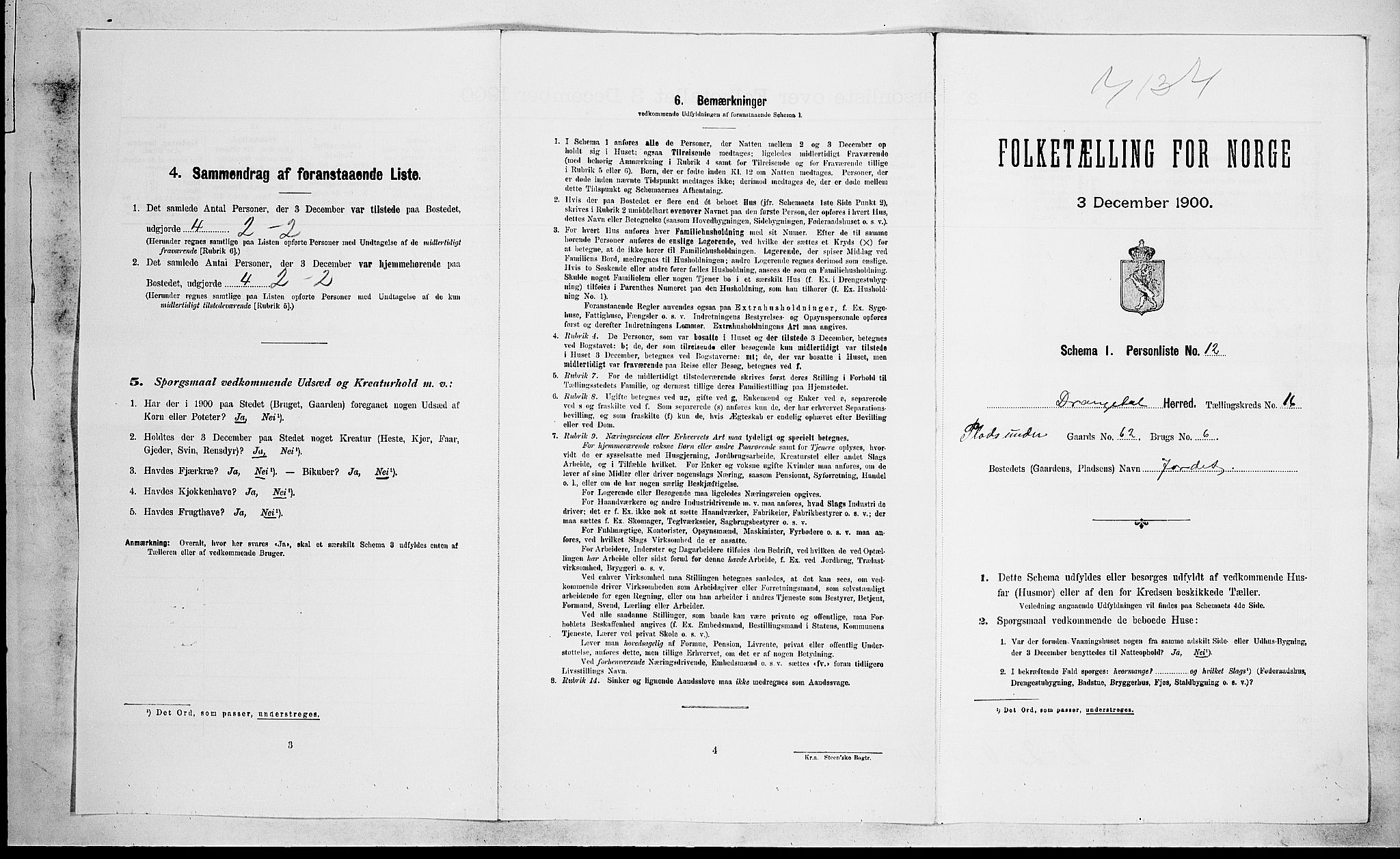 SAKO, Folketelling 1900 for 0817 Drangedal herred, 1900, s. 1250
