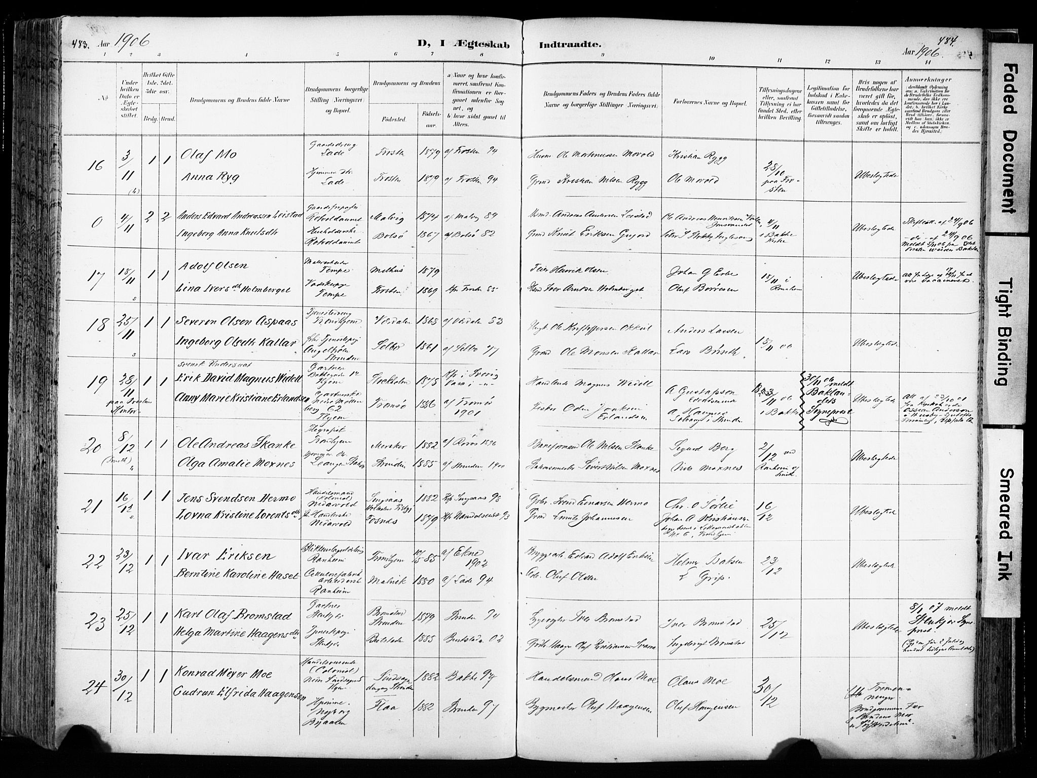 Ministerialprotokoller, klokkerbøker og fødselsregistre - Sør-Trøndelag, SAT/A-1456/606/L0301: Ministerialbok nr. 606A16, 1894-1907, s. 483-484