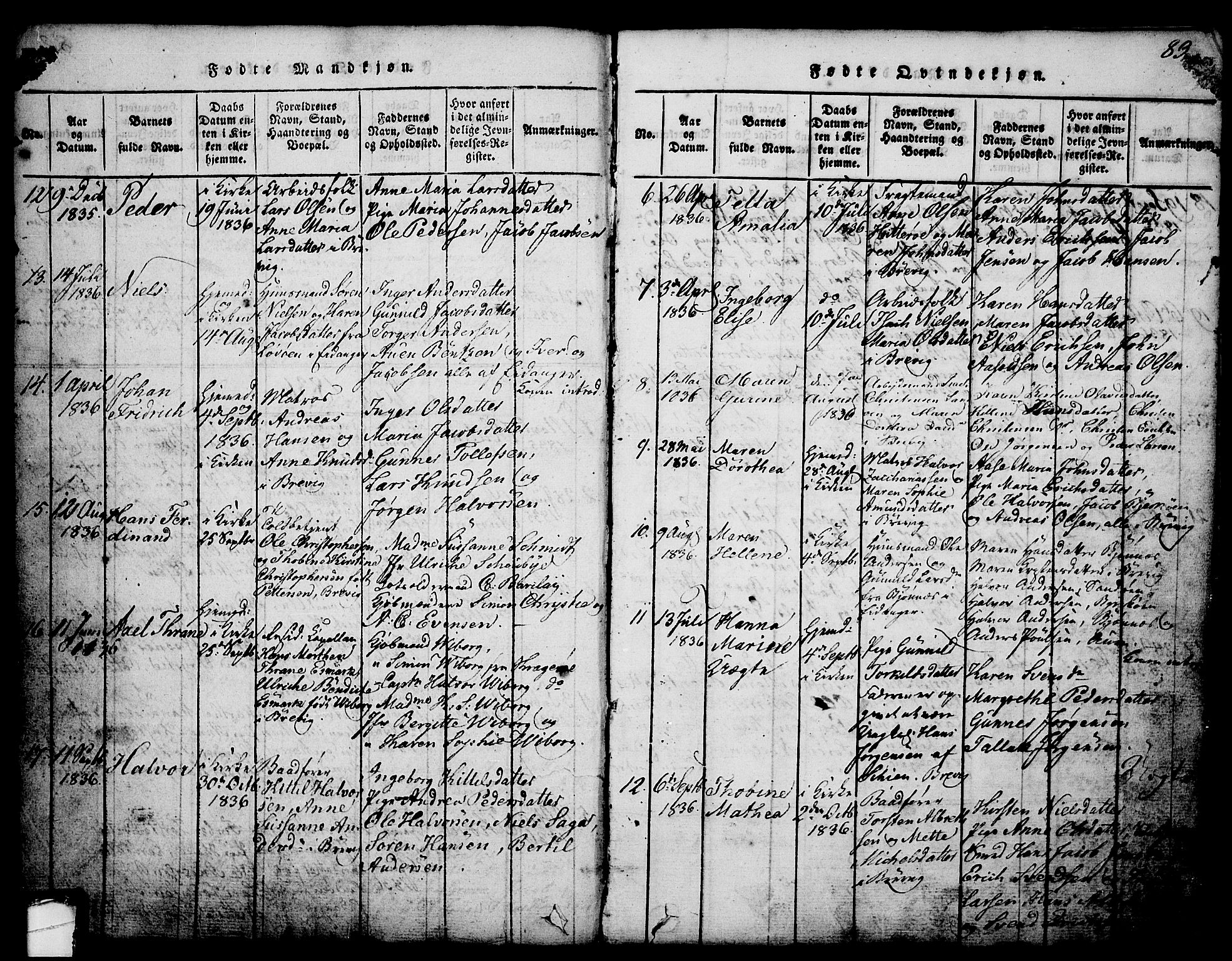 Brevik kirkebøker, AV/SAKO-A-255/G/Ga/L0001: Klokkerbok nr. 1, 1814-1845, s. 83