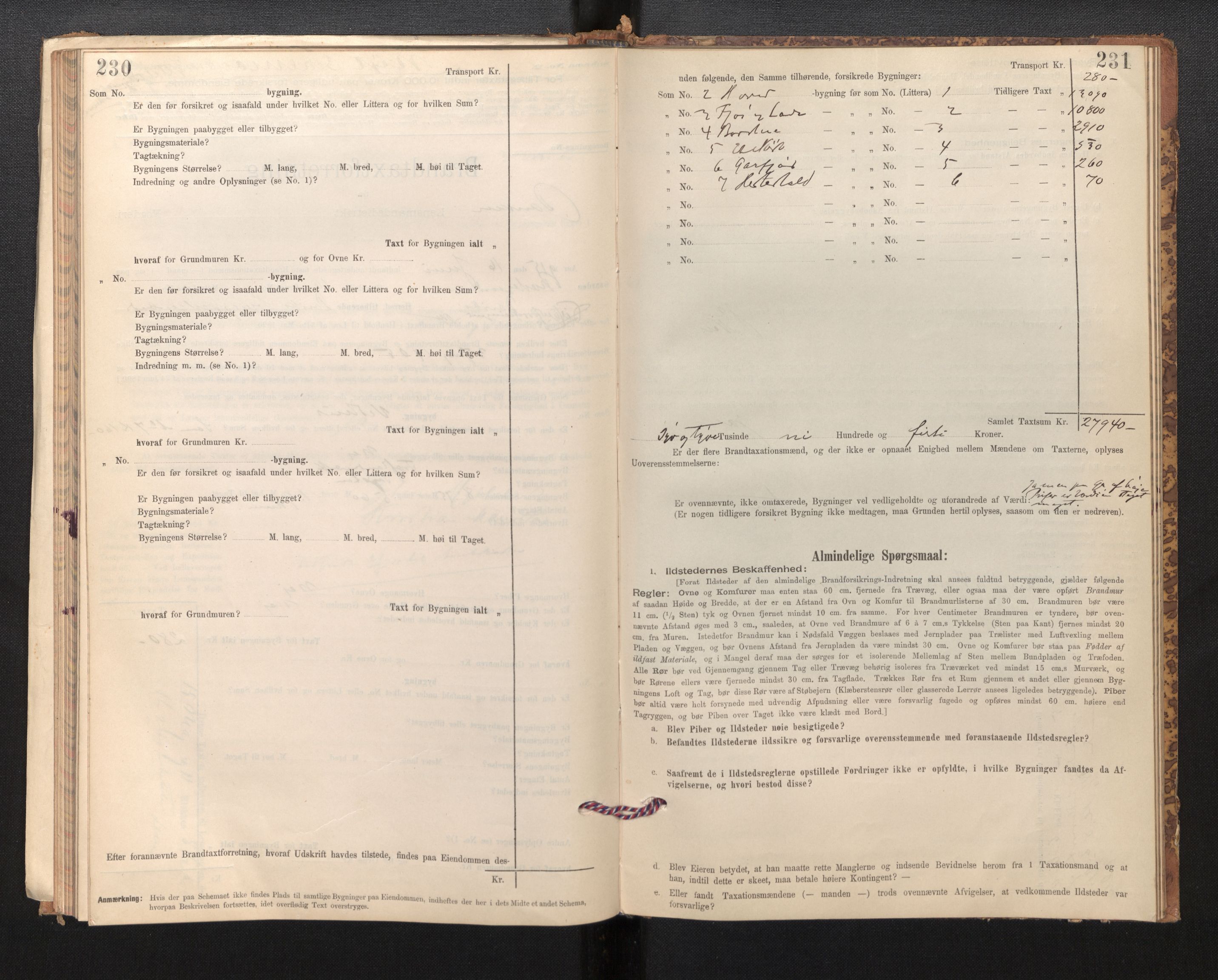 Lensmannen i Davik, SAB/A-26801/0012/L0004: Branntakstprotokoll, skjematakst, 1894-1915, s. 230-231