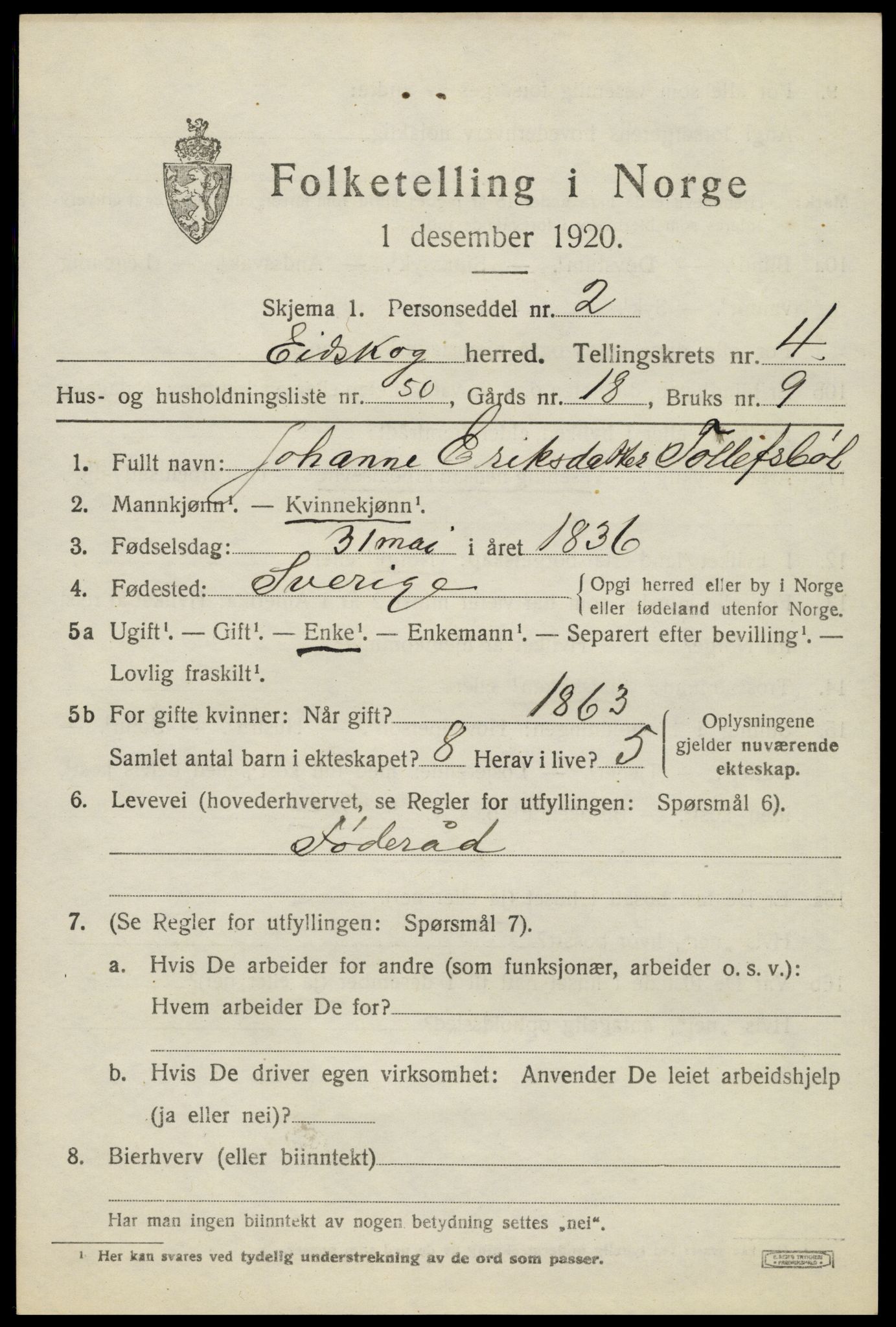 SAH, Folketelling 1920 for 0420 Eidskog herred, 1920, s. 5365
