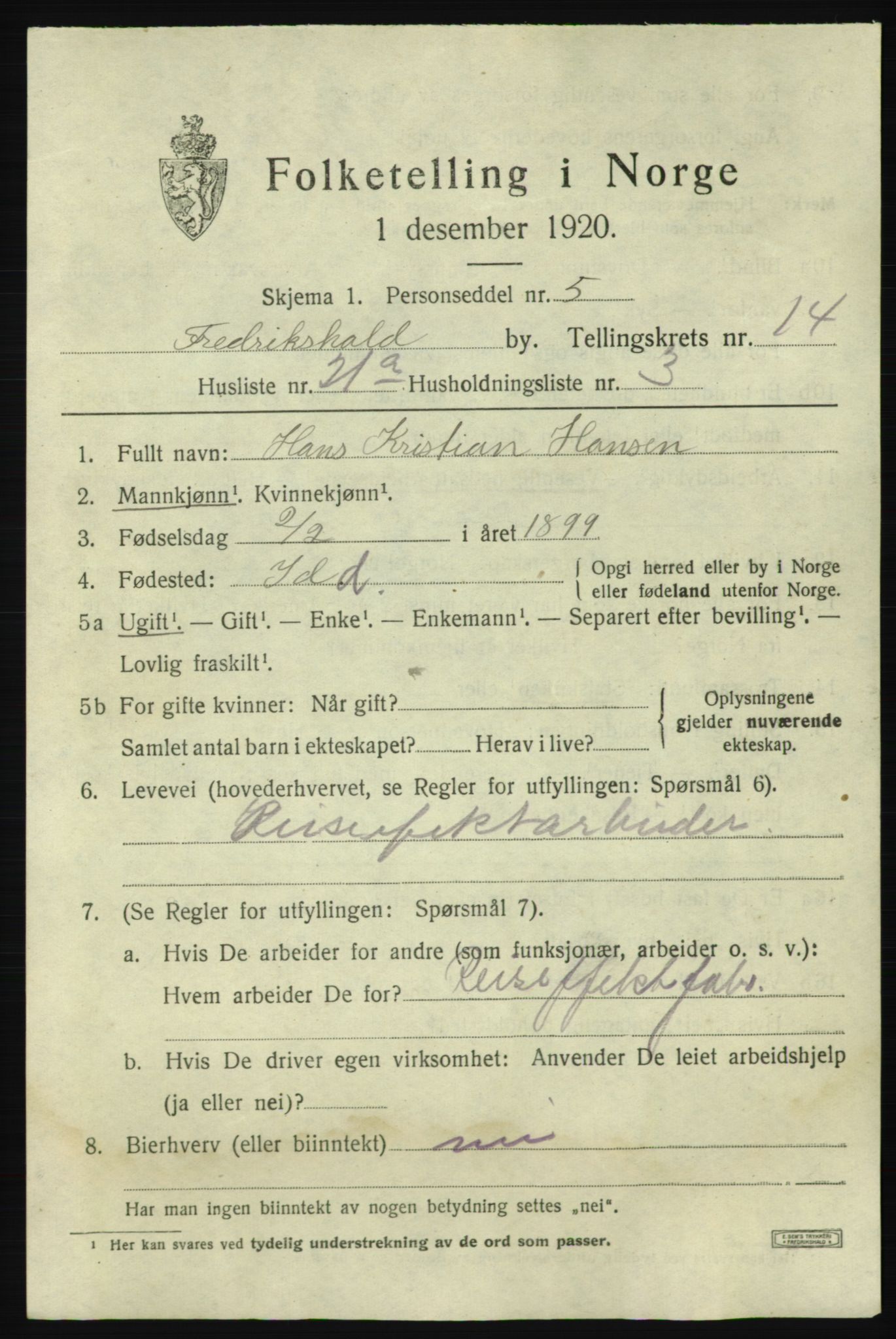 SAO, Folketelling 1920 for 0101 Fredrikshald kjøpstad, 1920, s. 22753