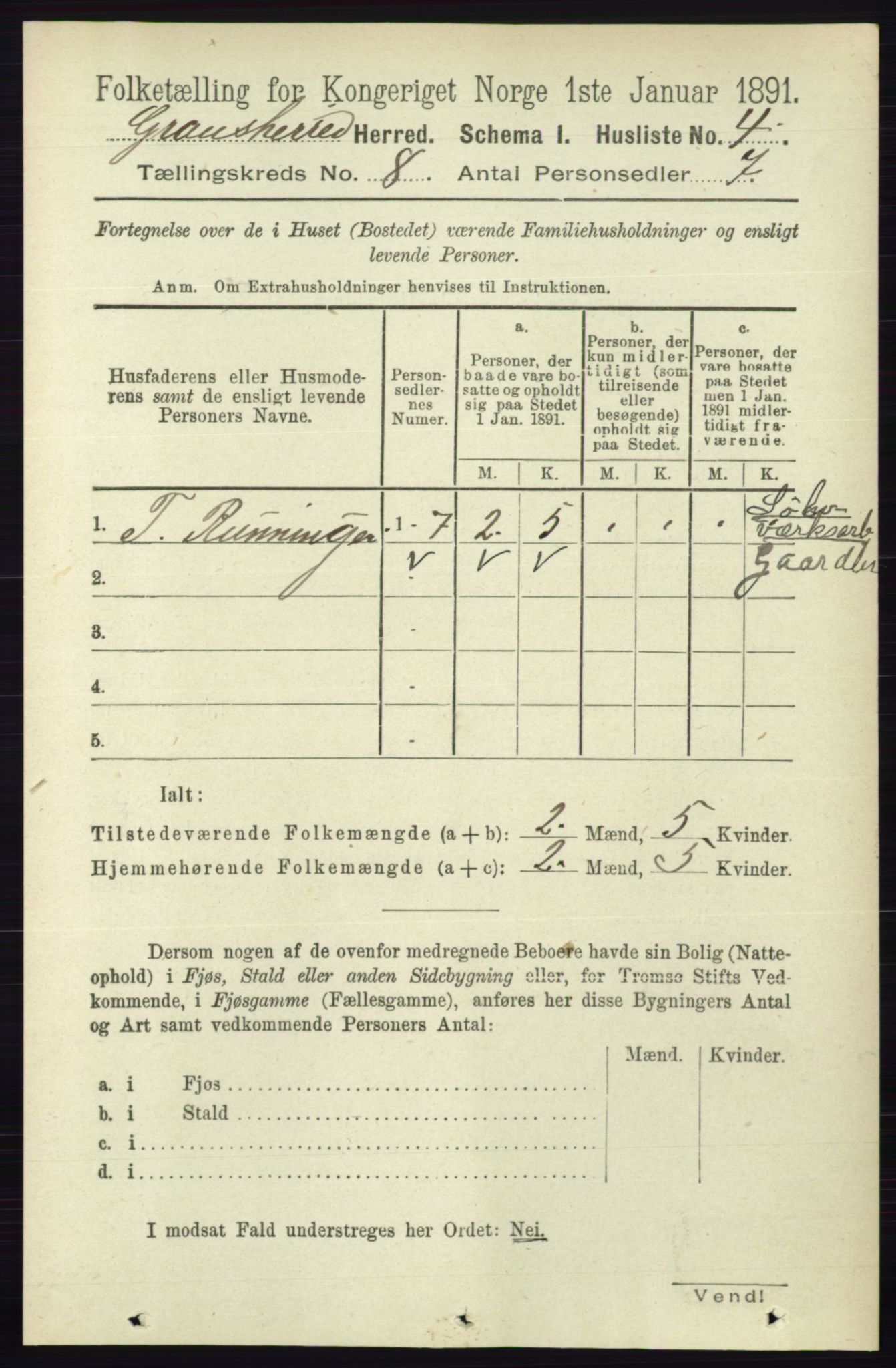 RA, Folketelling 1891 for 0824 Gransherad herred, 1891, s. 1380