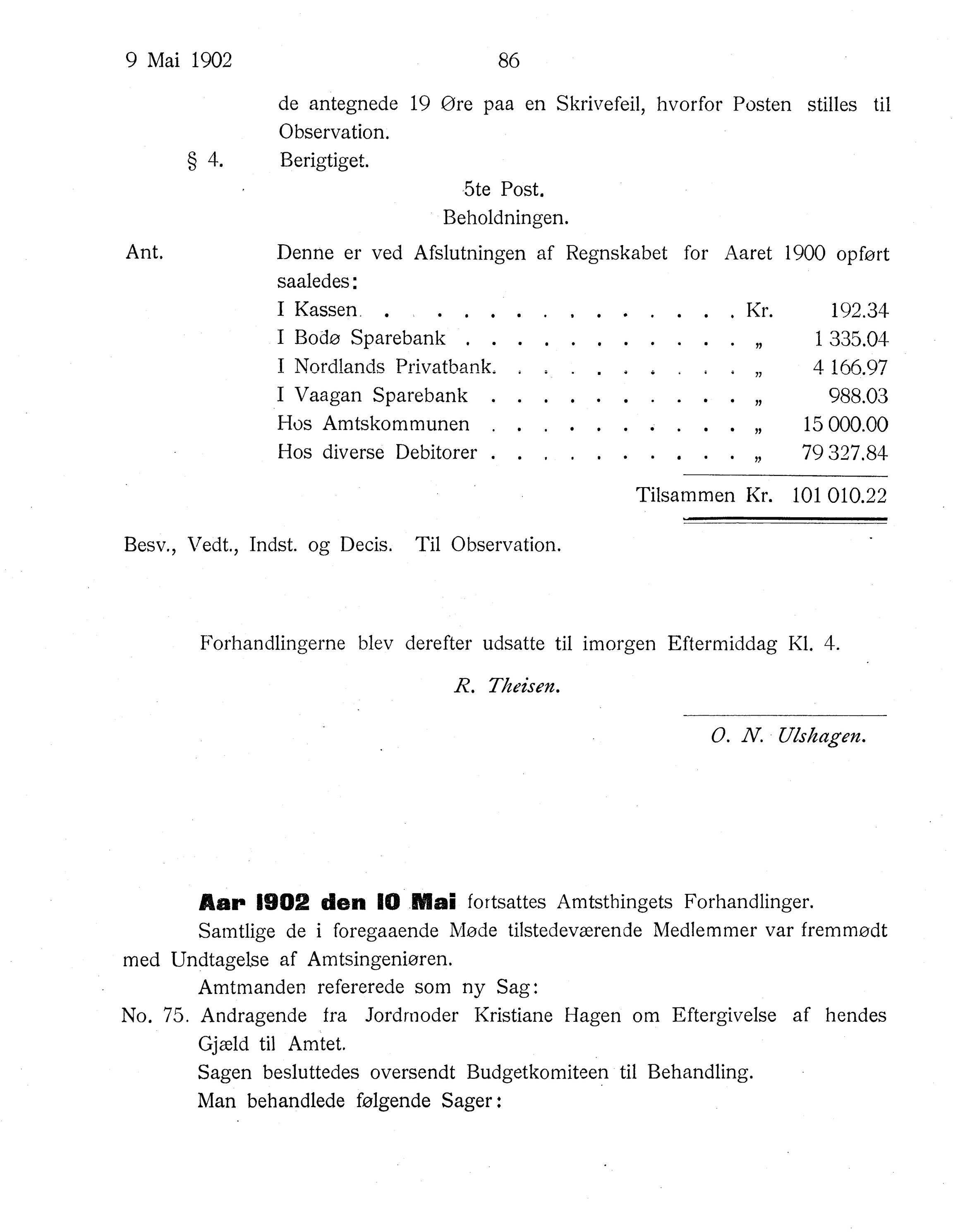 Nordland Fylkeskommune. Fylkestinget, AIN/NFK-17/176/A/Ac/L0025: Fylkestingsforhandlinger 1902, 1902, s. 86