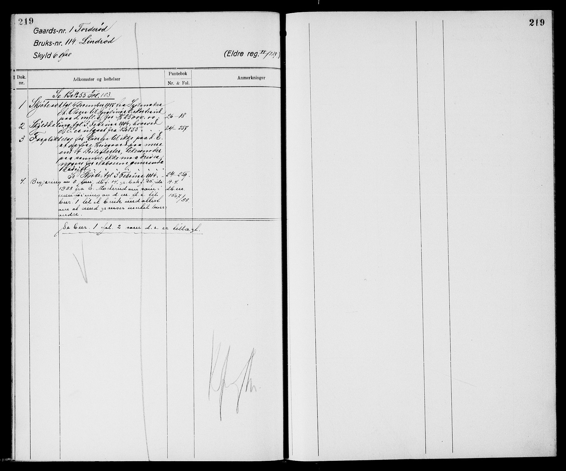 Moss sorenskriveri, SAO/A-10168: Panteregister nr. XI 1, 1788-1961, s. 219