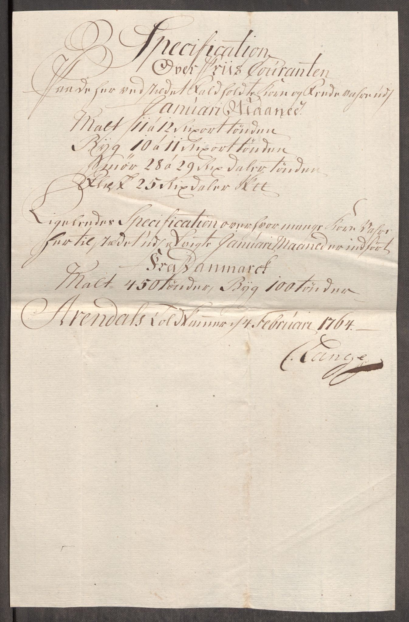 Rentekammeret inntil 1814, Realistisk ordnet avdeling, RA/EA-4070/Oe/L0008: [Ø1]: Priskuranter, 1764-1768, s. 209