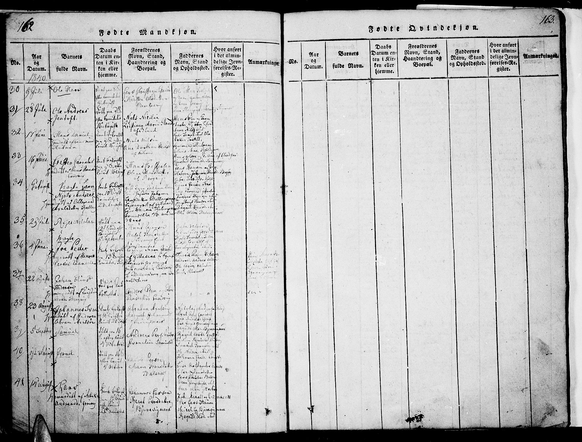 Ministerialprotokoller, klokkerbøker og fødselsregistre - Nordland, AV/SAT-A-1459/863/L0894: Ministerialbok nr. 863A06, 1821-1851, s. 162-163