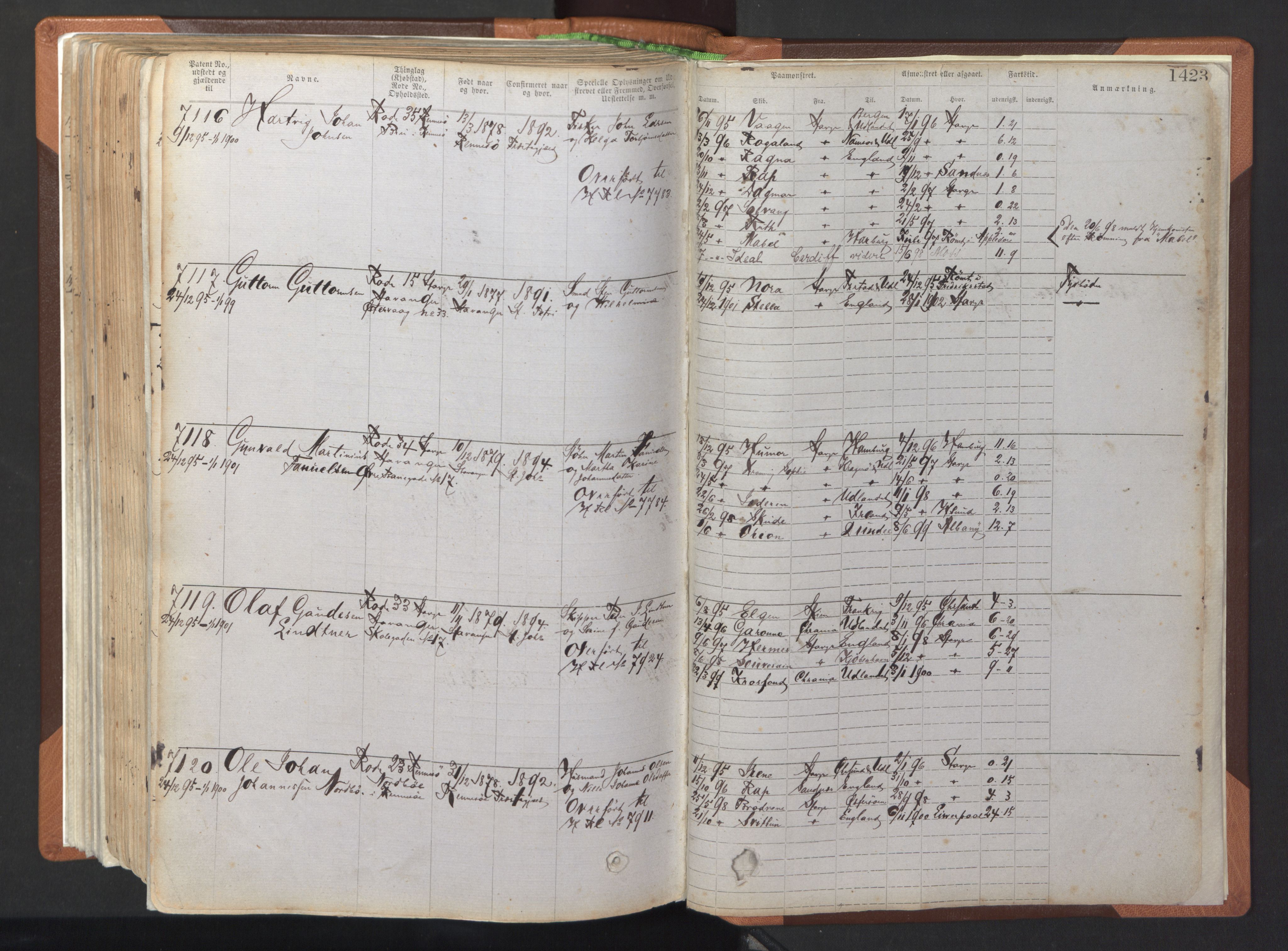 Stavanger sjømannskontor, AV/SAST-A-102006/F/Ff/L0007: Annotasjonsrulle, patentnr. 5506-7180, 1887-1900, s. 328