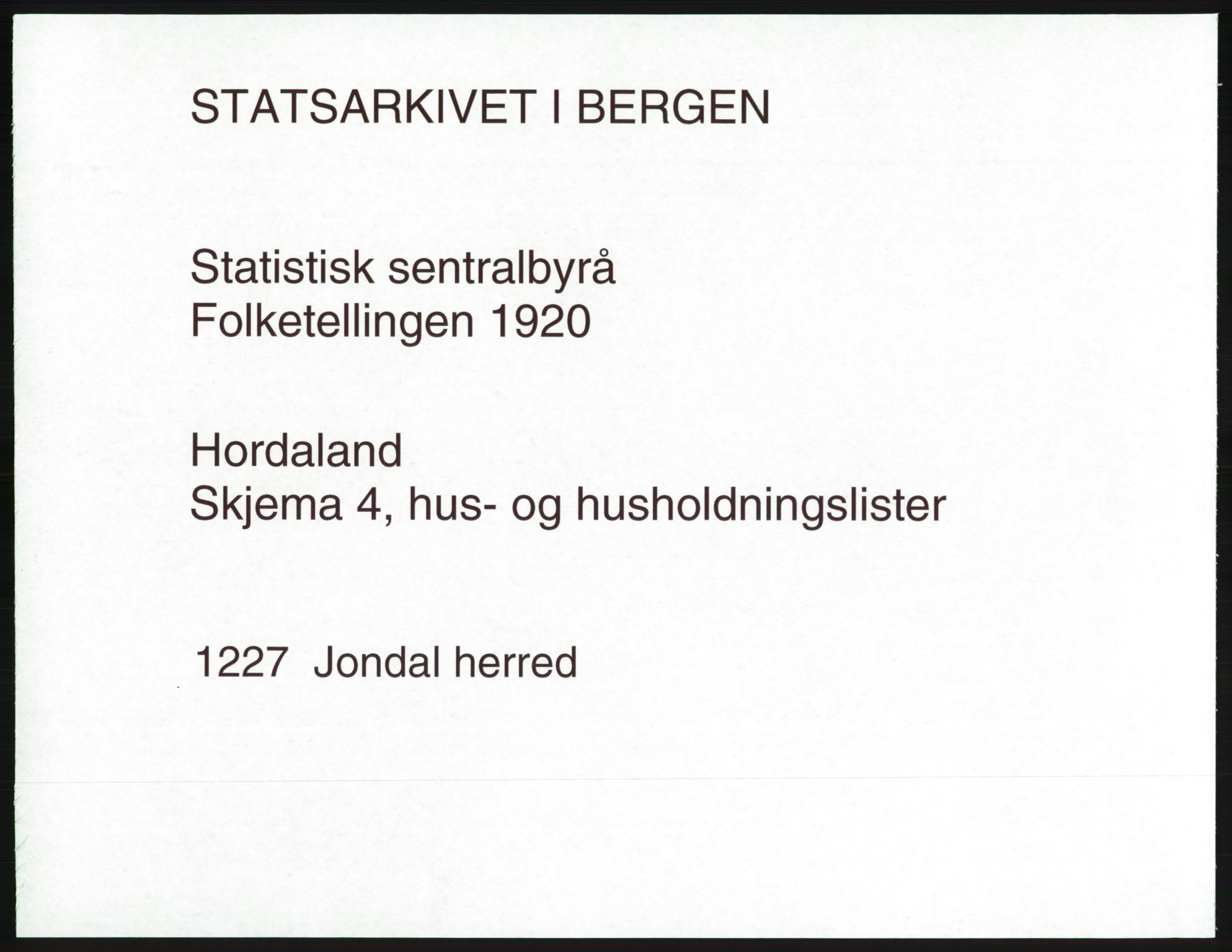 SAB, Folketelling 1920 for 1227 Jondal herred, 1920, s. 29