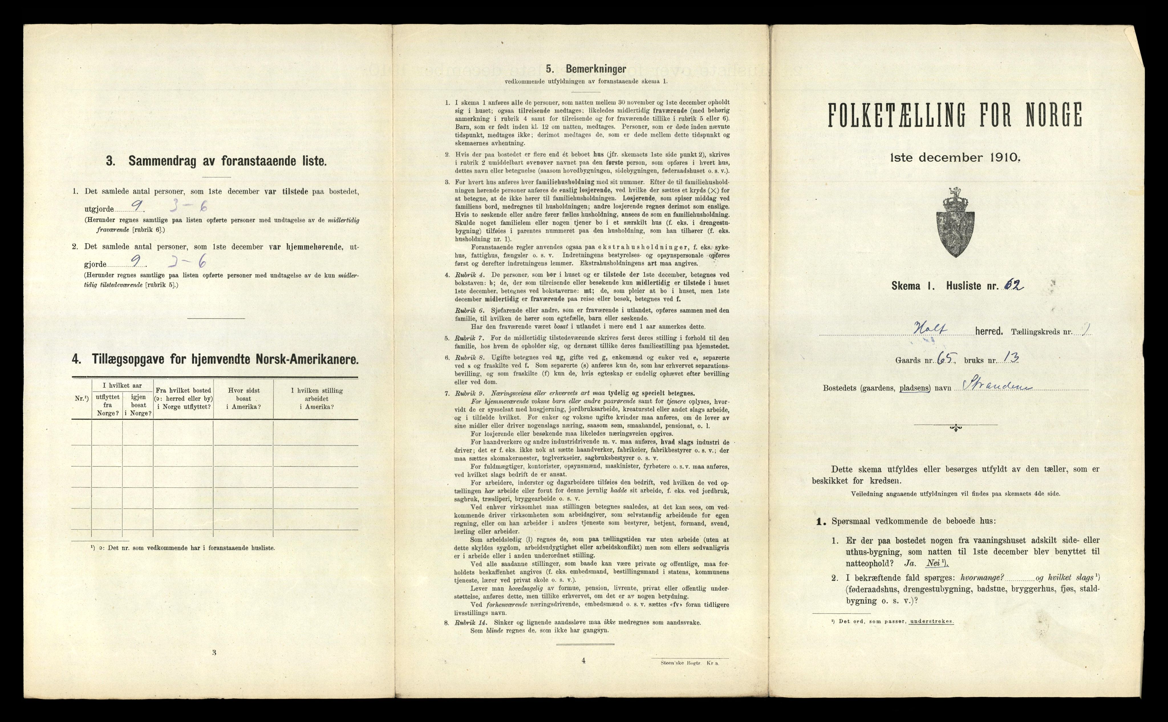 RA, Folketelling 1910 for 0914 Holt herred, 1910, s. 174