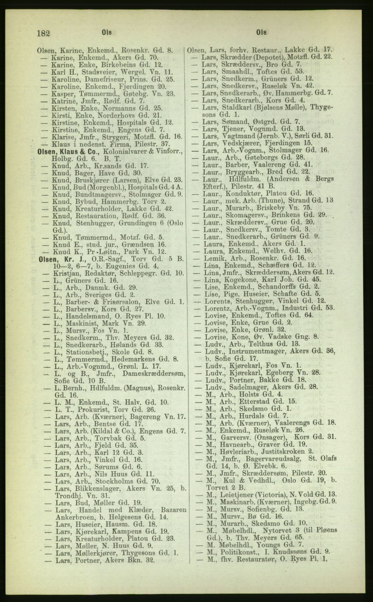 Kristiania/Oslo adressebok, PUBL/-, 1883, s. 182