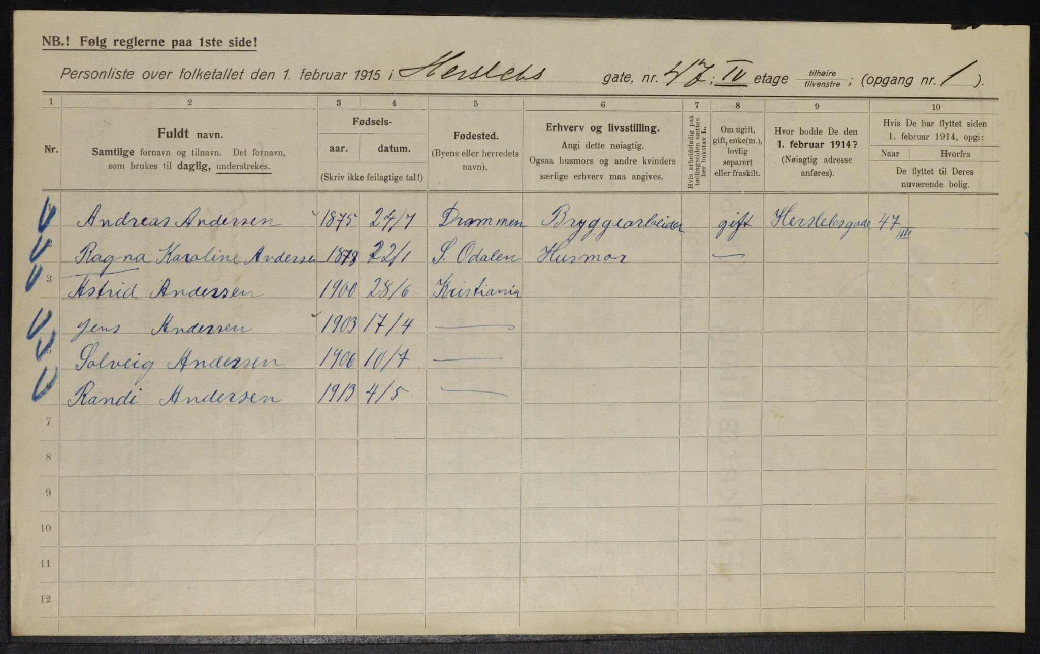 OBA, Kommunal folketelling 1.2.1915 for Kristiania, 1915, s. 39440