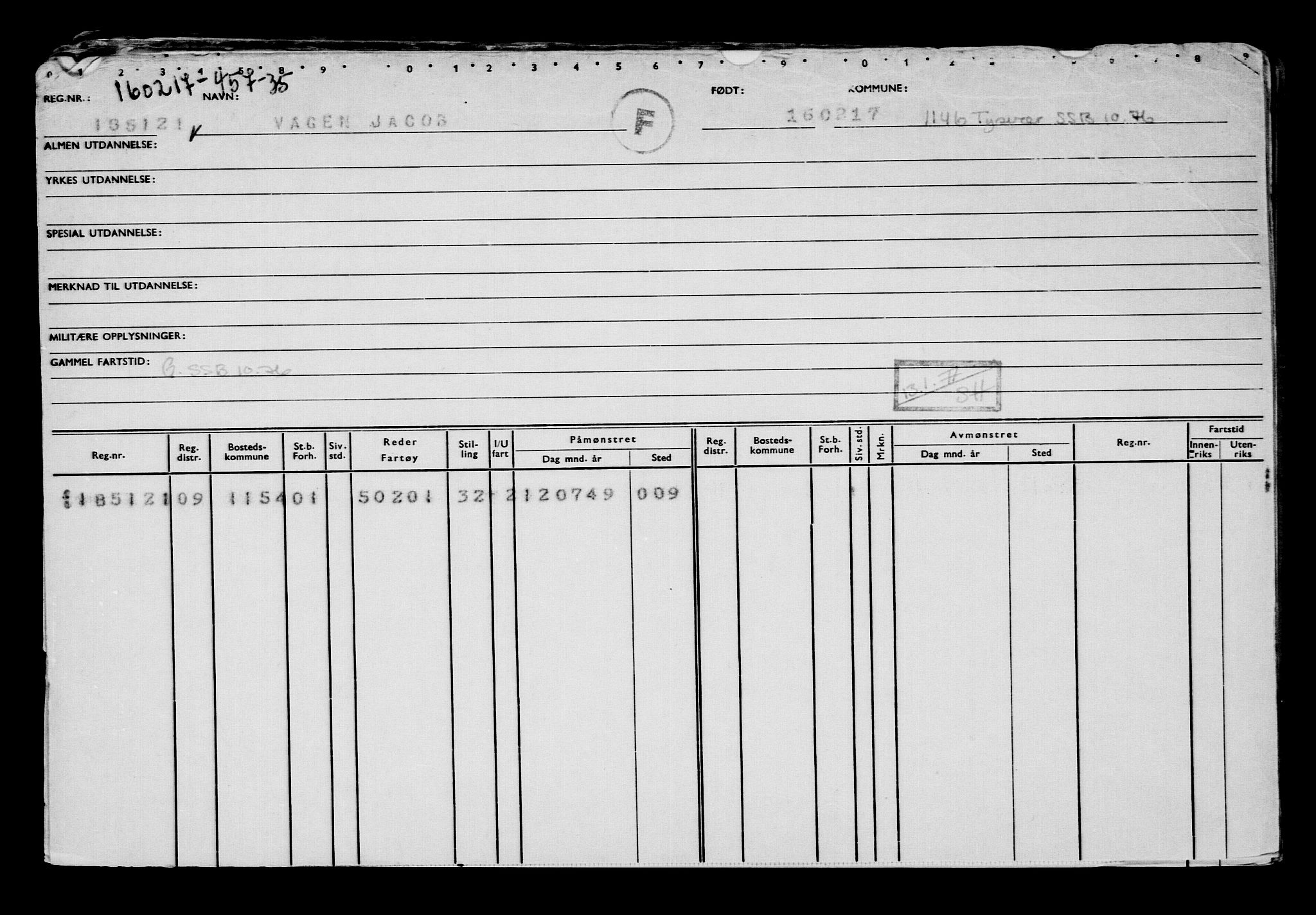 Direktoratet for sjømenn, AV/RA-S-3545/G/Gb/L0146: Hovedkort, 1917, s. 136