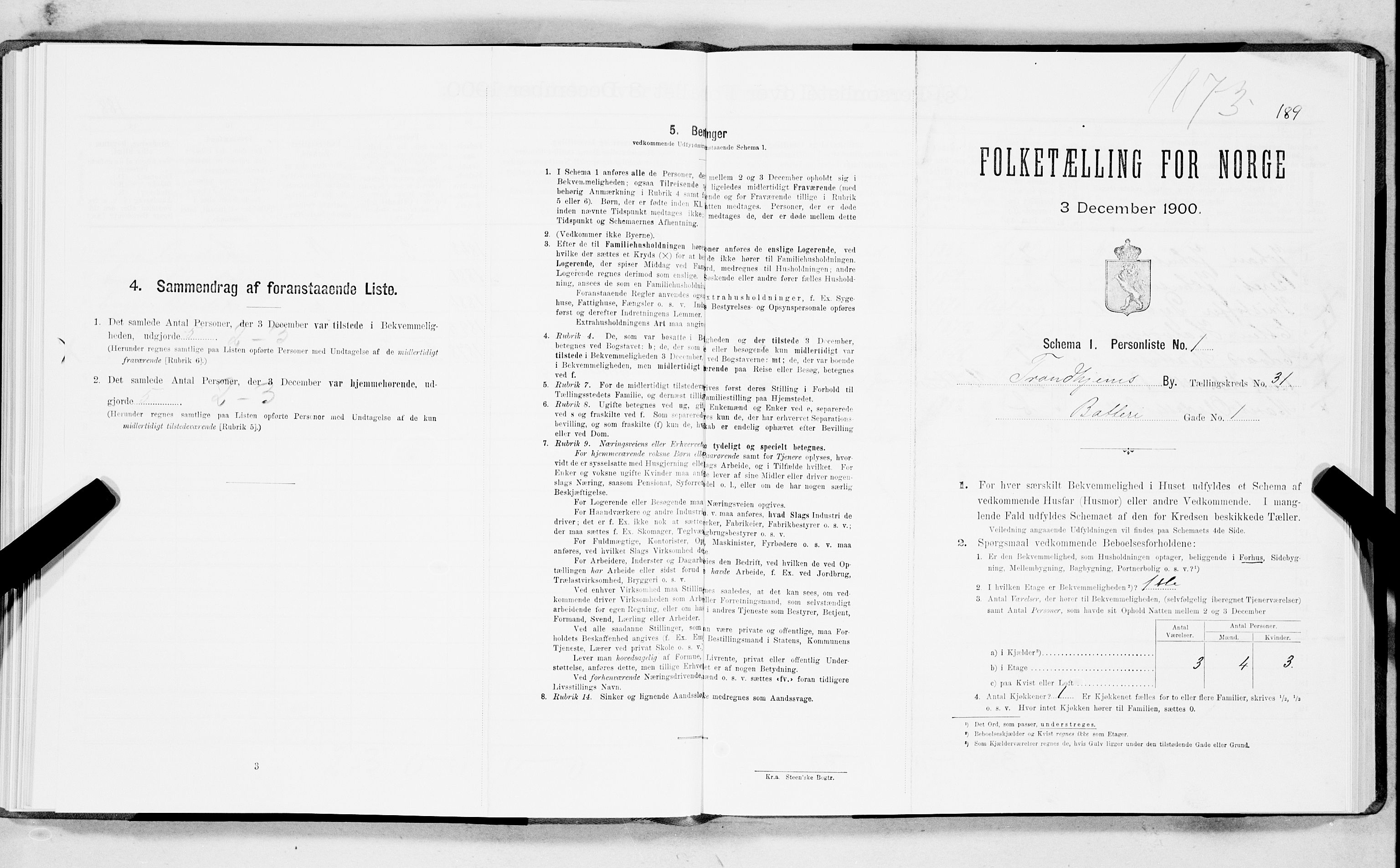 SAT, Folketelling 1900 for 1601 Trondheim kjøpstad, 1900, s. 5088
