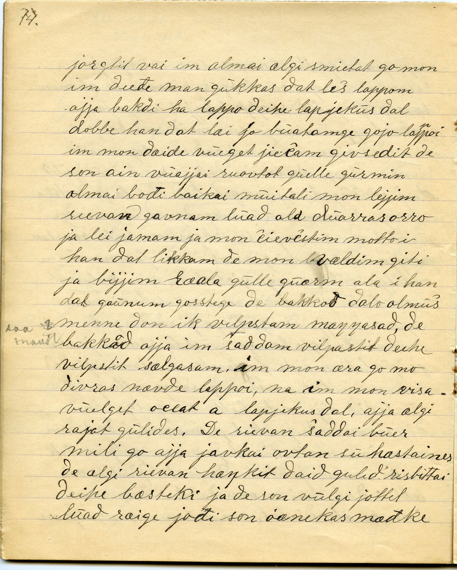 Johan Beronkas testamentariske gave, FMFB/A-1098/G/L0020: Notatbok om Nesseby–lappisk / Nesseby-dialekten (5 stykker), s. 54