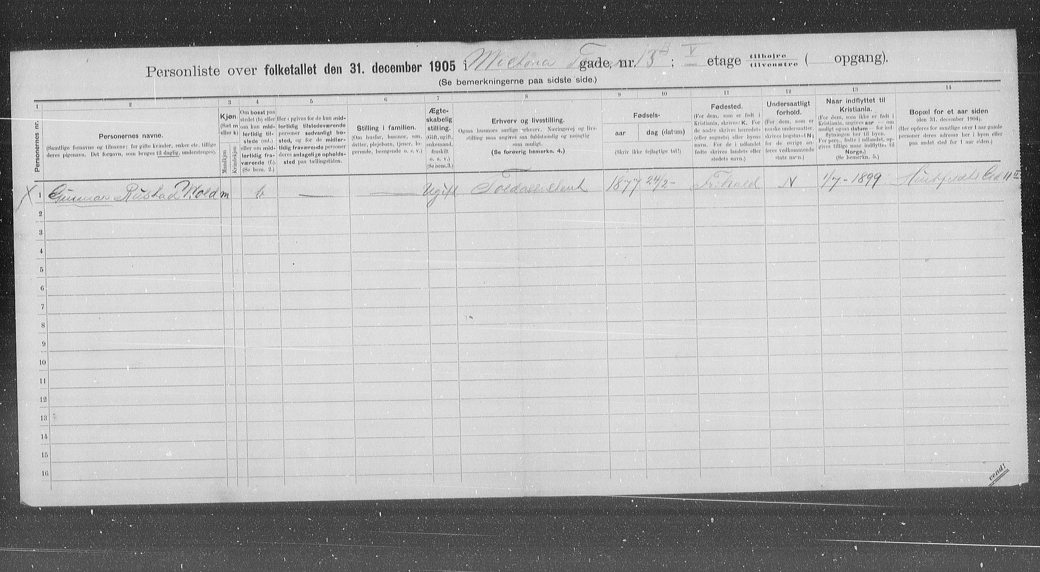 OBA, Kommunal folketelling 31.12.1905 for Kristiania kjøpstad, 1905, s. 65485