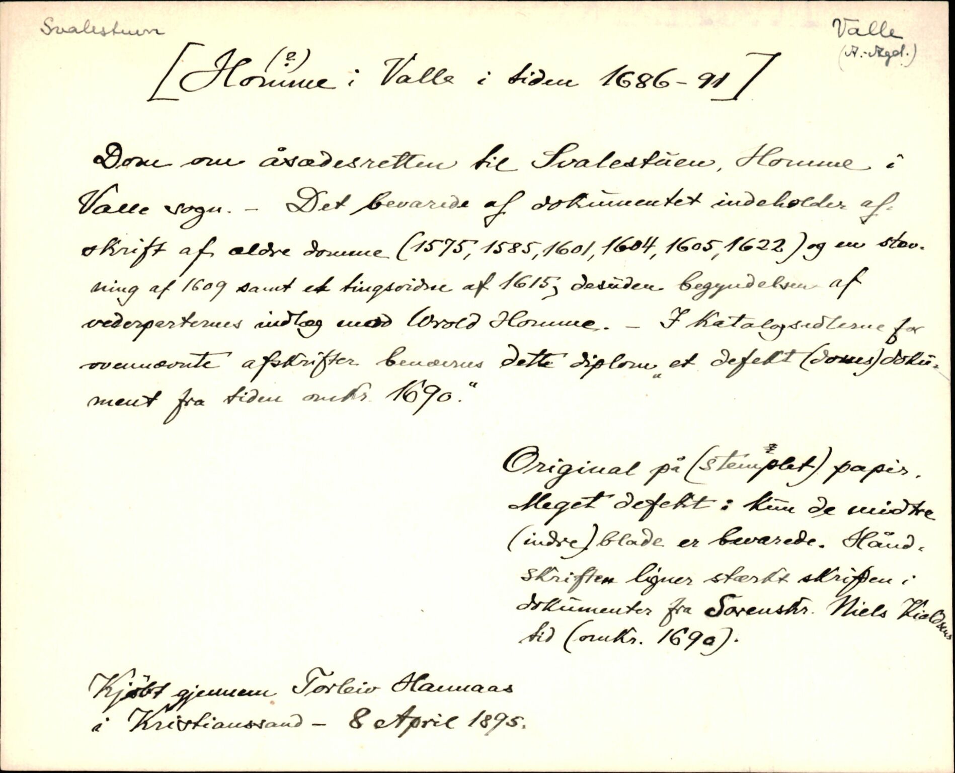 Riksarkivets diplomsamling, AV/RA-EA-5965/F35/F35m/L0003: Localia: Telemark, Agder og Rogaland, s. 345