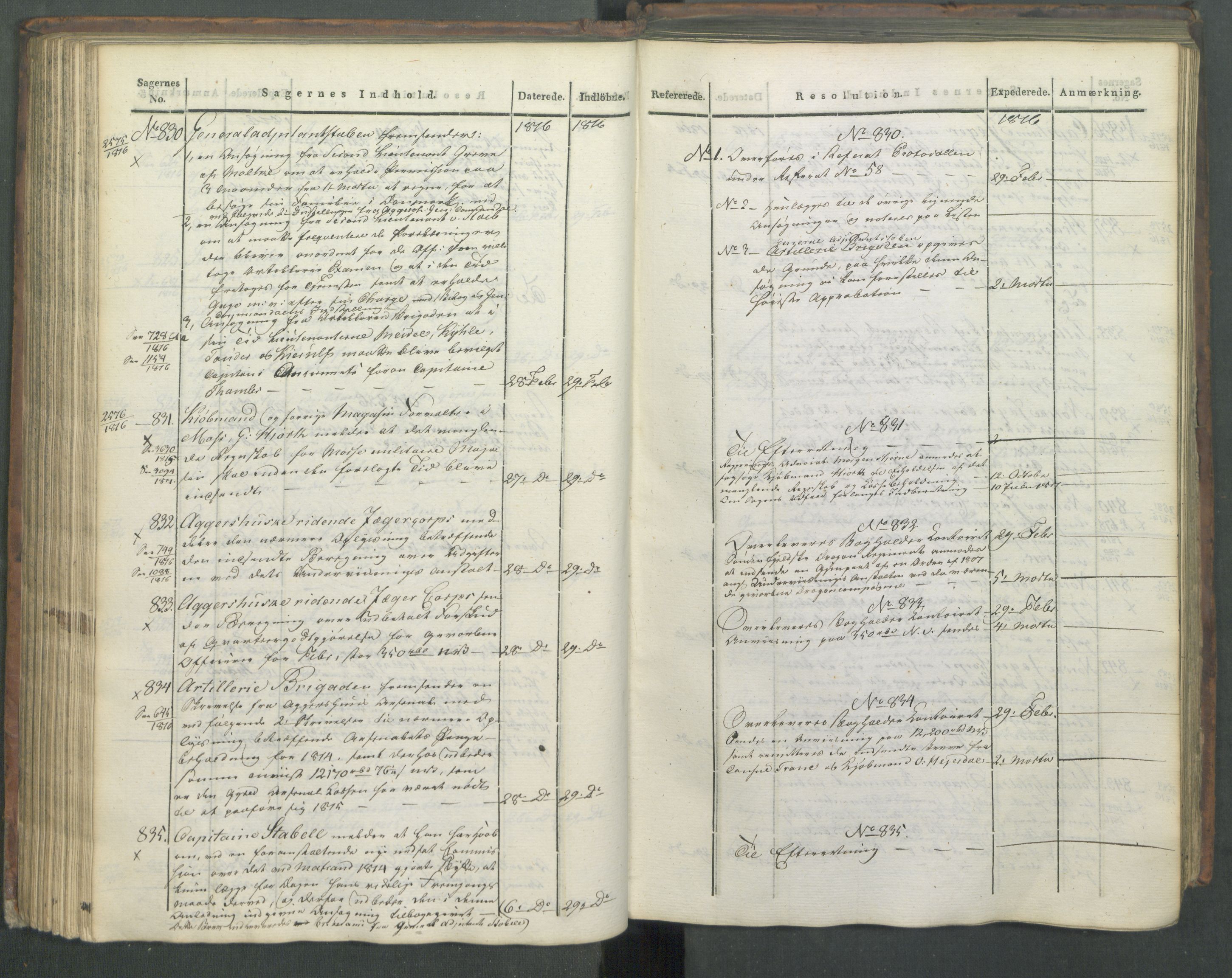 Armédepartementet, AV/RA-RAFA-3493/C/Ca/L0008: 6. Departements Journal, 1816