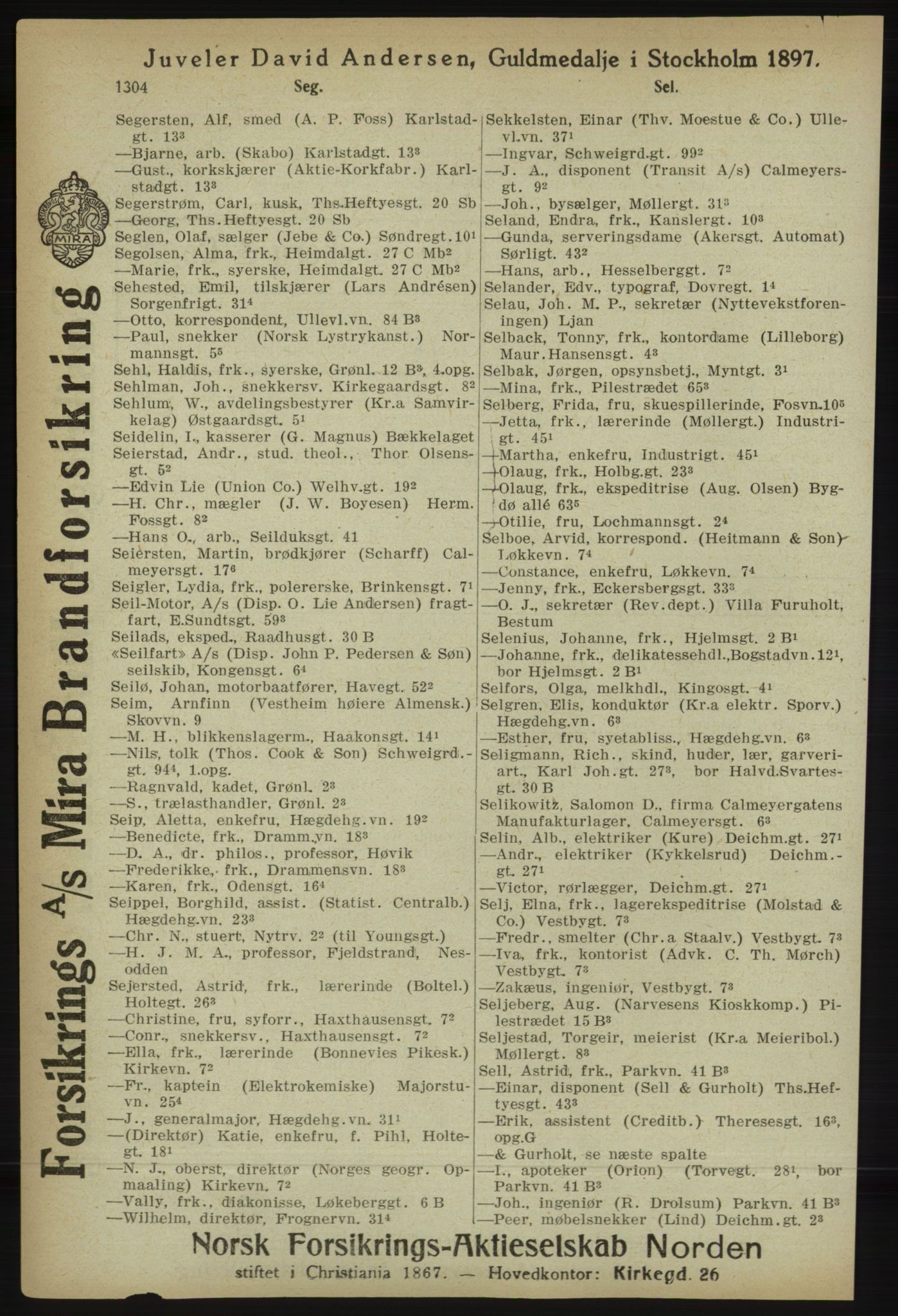 Kristiania/Oslo adressebok, PUBL/-, 1918, s. 1329