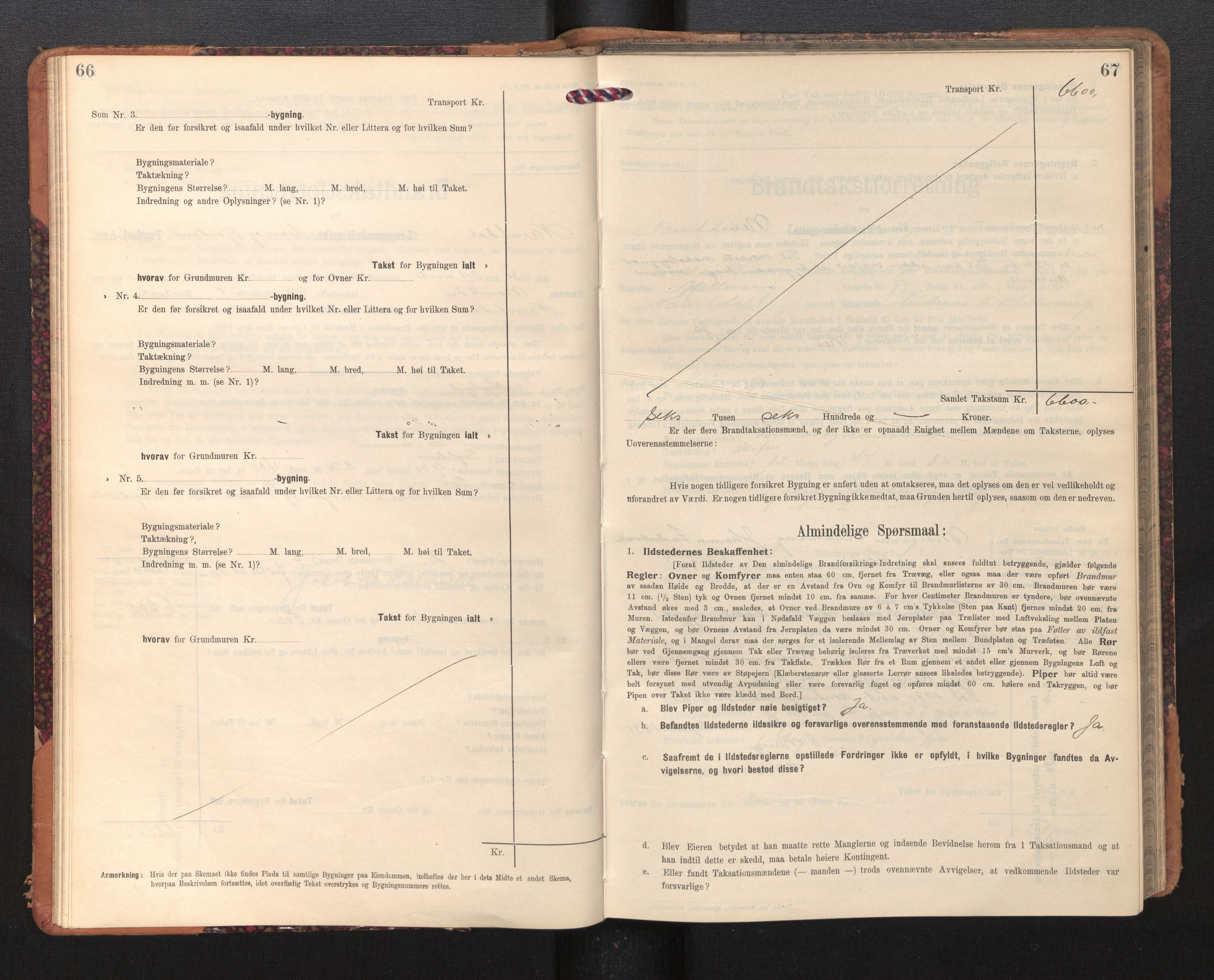 Lensmannen i Naustdal, SAB/A-29501/0012/L0002: Branntakstprotokoll, skjematakst, 1911-1953, s. 66-67