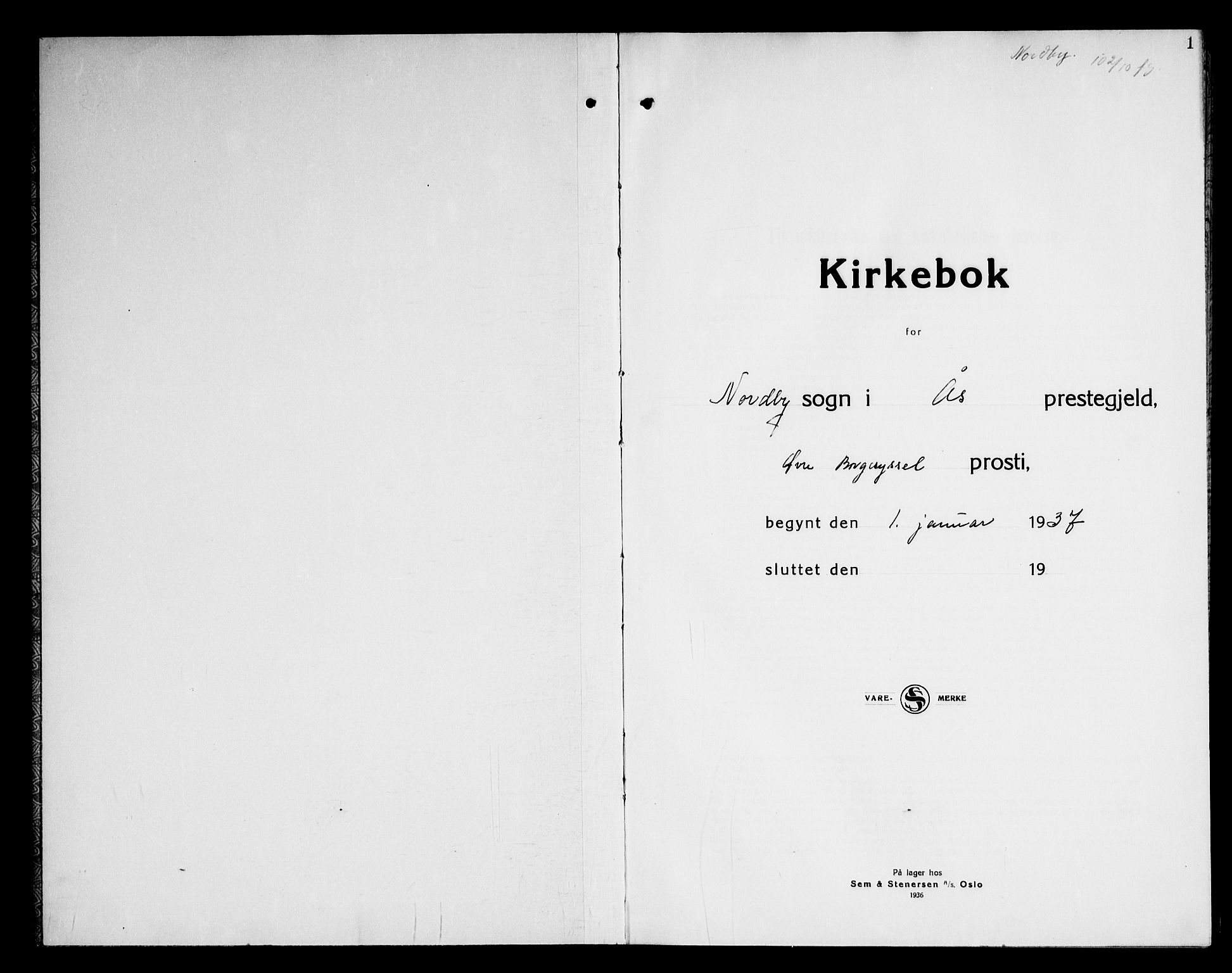 Ås prestekontor Kirkebøker, AV/SAO-A-10894/G/Gb/L0003: Klokkerbok nr. II 3, 1937-1947, s. 1