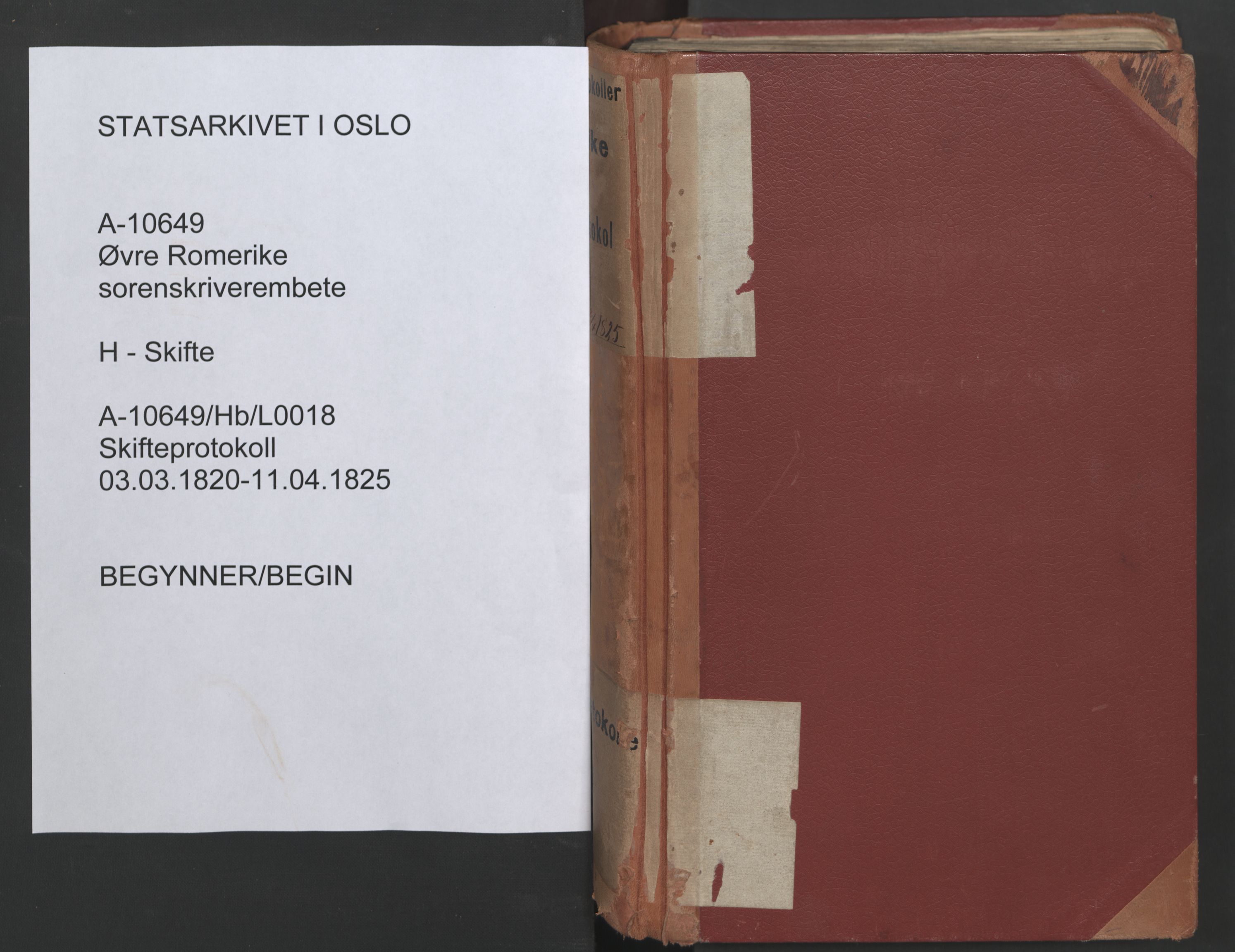 Øvre Romerike sorenskriveri, SAO/A-10649/H/Hb/L0018: Skifteprotokoll nr. 18, 1820-1825