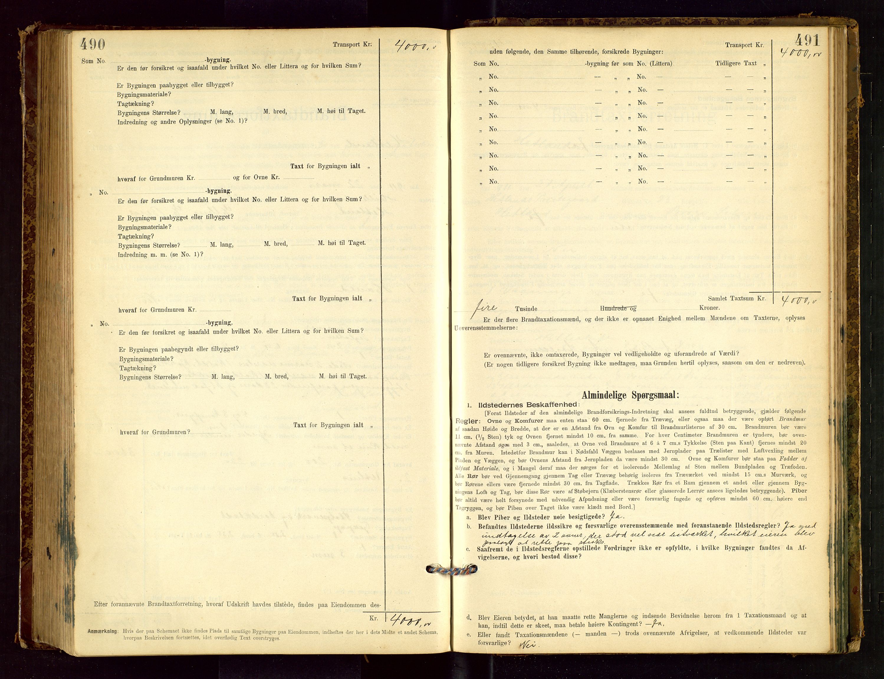 Hetland lensmannskontor, SAST/A-100101/Gob/L0001: "Brandtaxationsprotokol", 1895-1918, s. 490-491