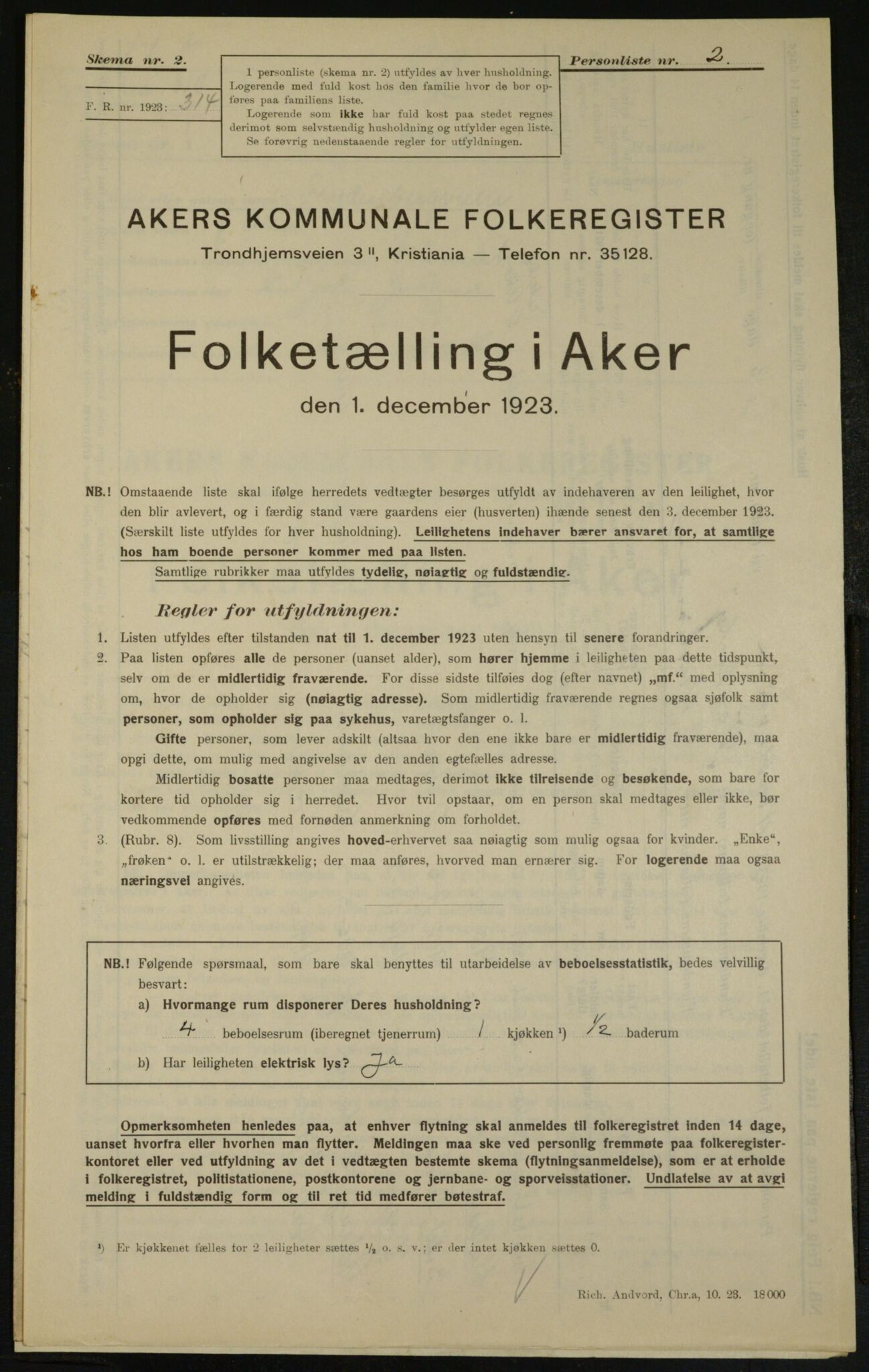 , Kommunal folketelling 1.12.1923 for Aker, 1923, s. 24263