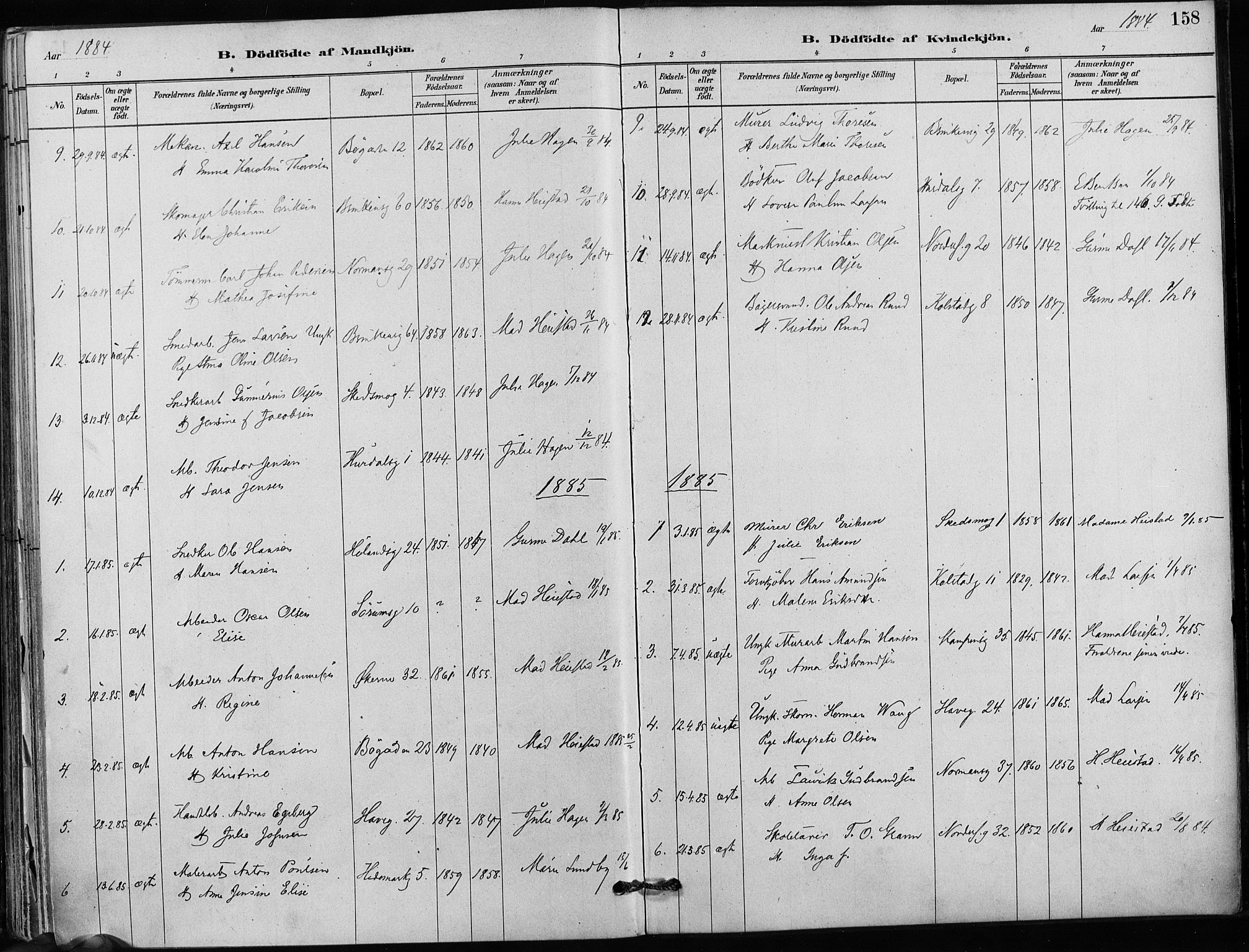 Kampen prestekontor Kirkebøker, AV/SAO-A-10853/F/Fa/L0001: Ministerialbok nr. I 1, 1880-1886, s. 158