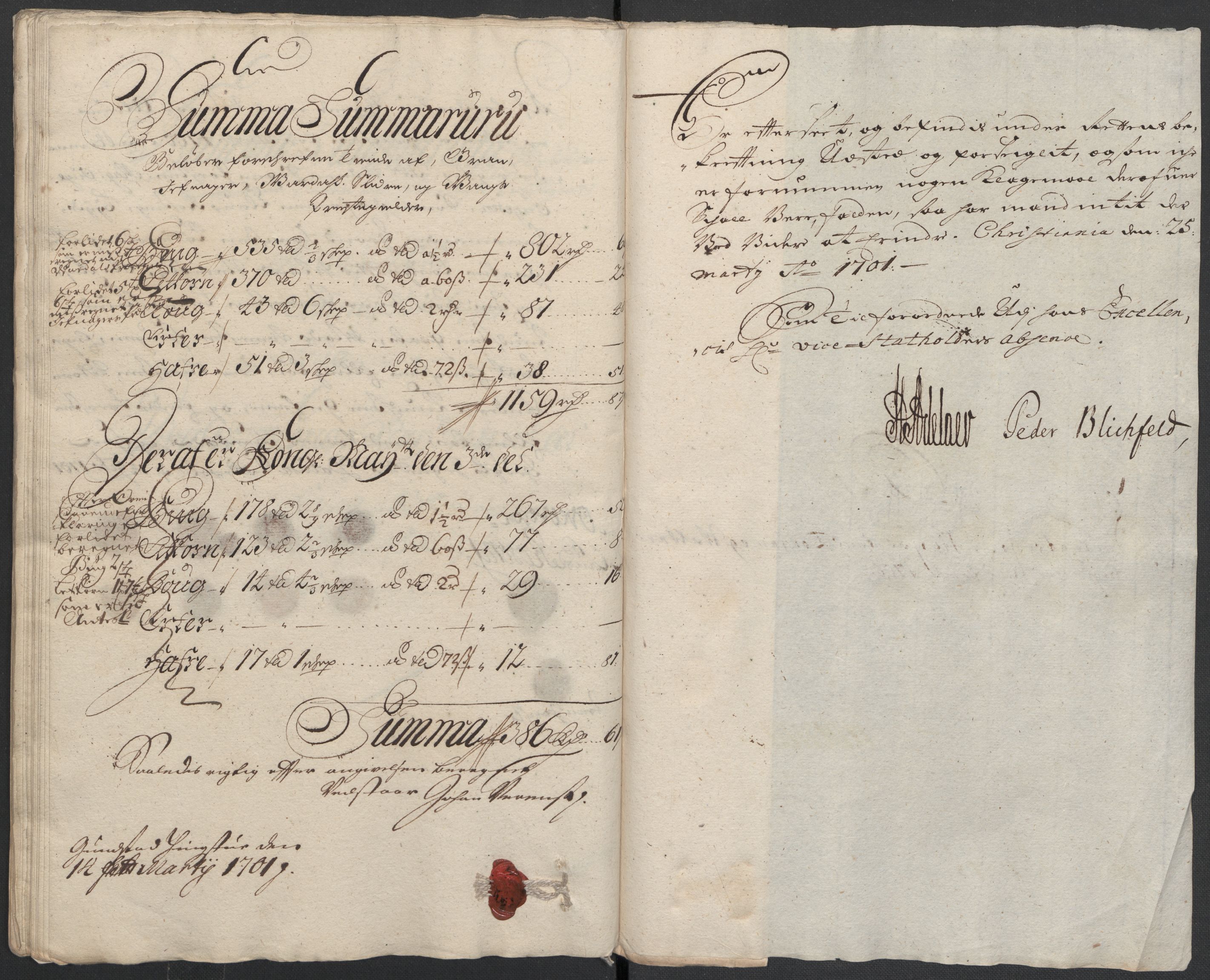 Rentekammeret inntil 1814, Reviderte regnskaper, Fogderegnskap, AV/RA-EA-4092/R18/L1298: Fogderegnskap Hadeland, Toten og Valdres, 1700, s. 281