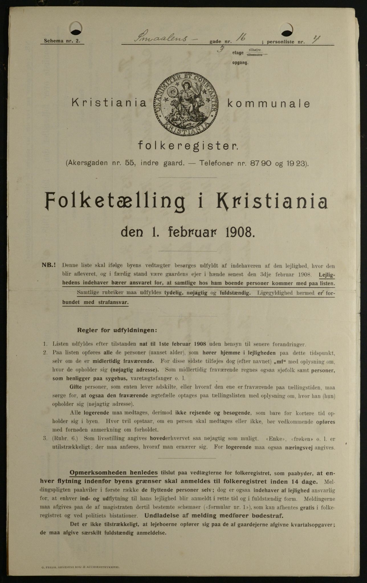 OBA, Kommunal folketelling 1.2.1908 for Kristiania kjøpstad, 1908, s. 88111