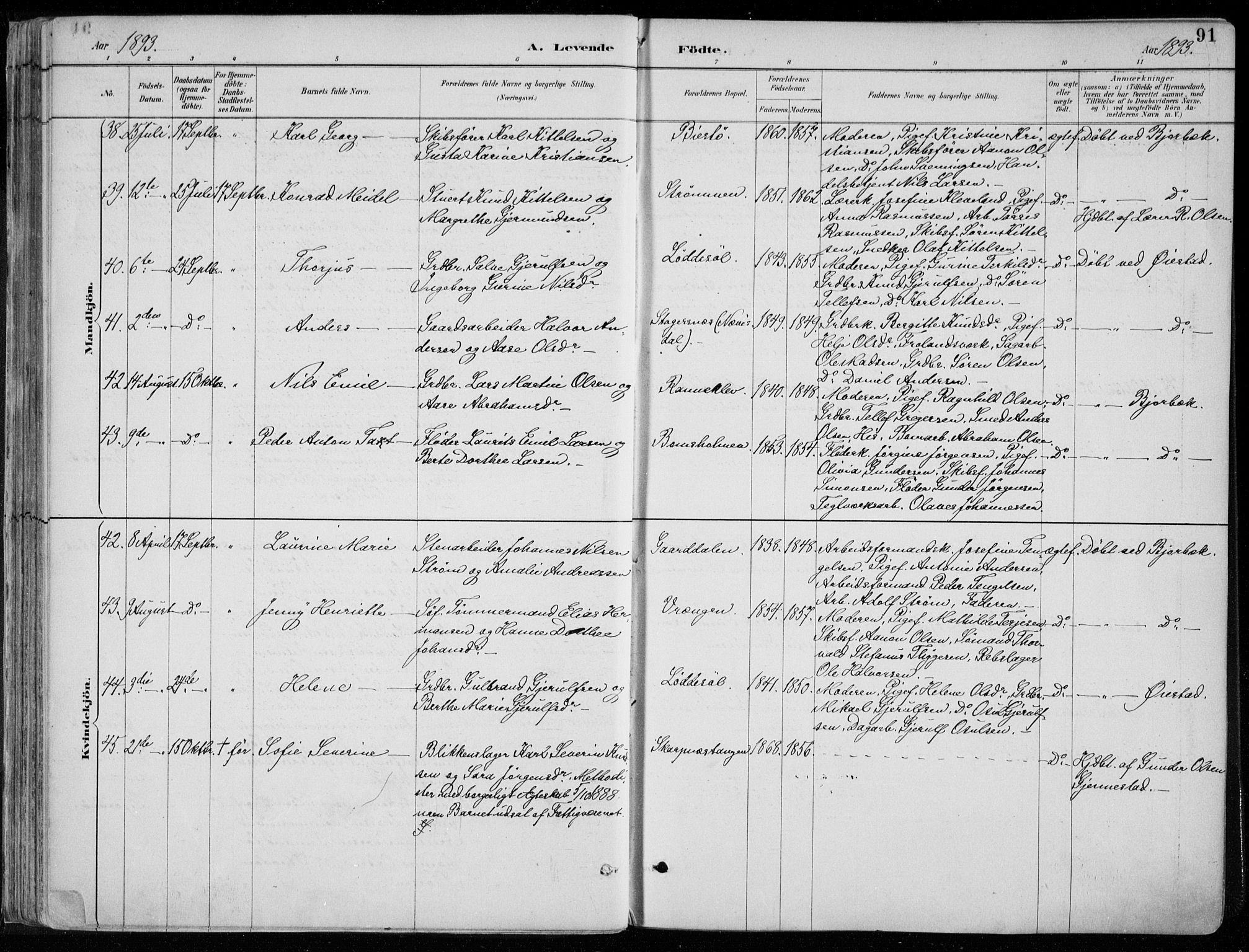 Øyestad sokneprestkontor, AV/SAK-1111-0049/F/Fa/L0017: Ministerialbok nr. A 17, 1887-1896, s. 91