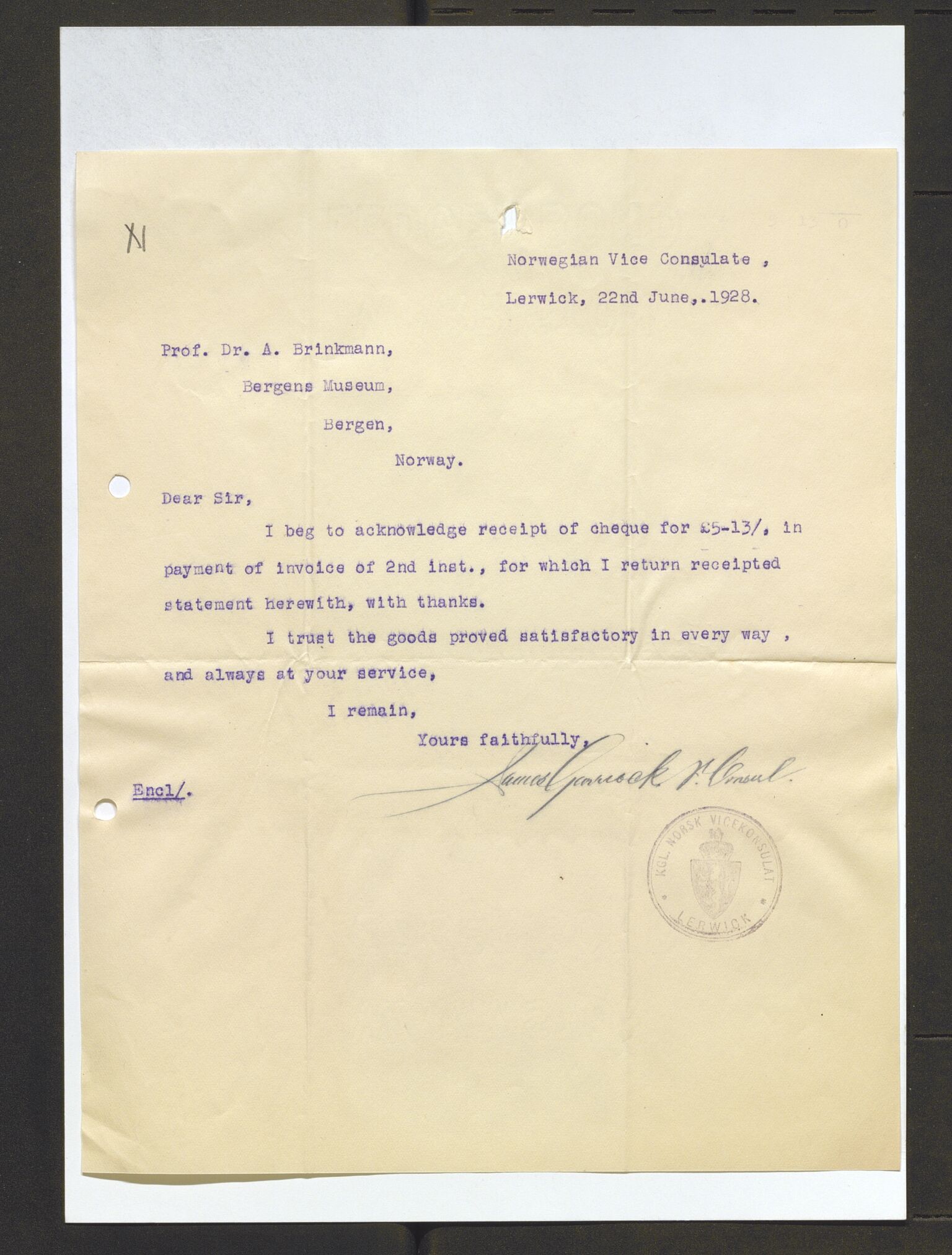 Bergens Museum, AV/SAB-A-17301/13/D/L0002: Korrespondanse , 1928-1940, s. 82