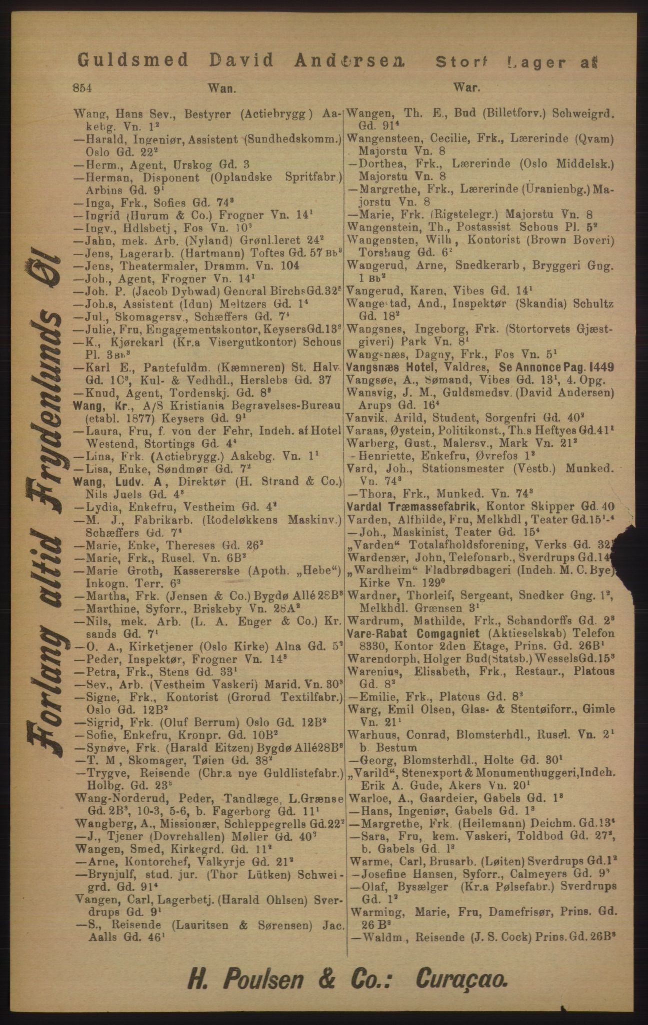 Kristiania/Oslo adressebok, PUBL/-, 1905, s. 854