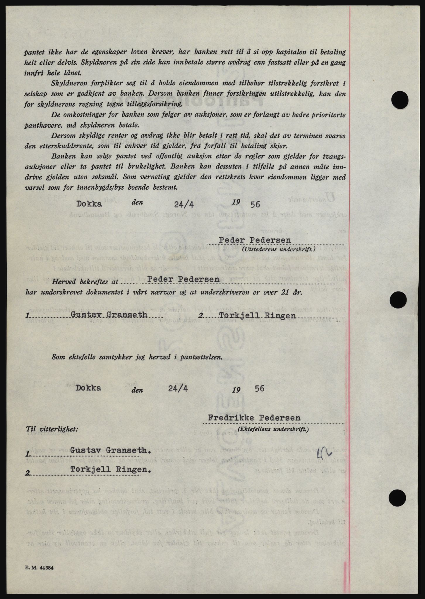 Hadeland og Land tingrett, SAH/TING-010/H/Hb/Hbc/L0034: Pantebok nr. B34, 1956-1956, Dagboknr: 1204/1956