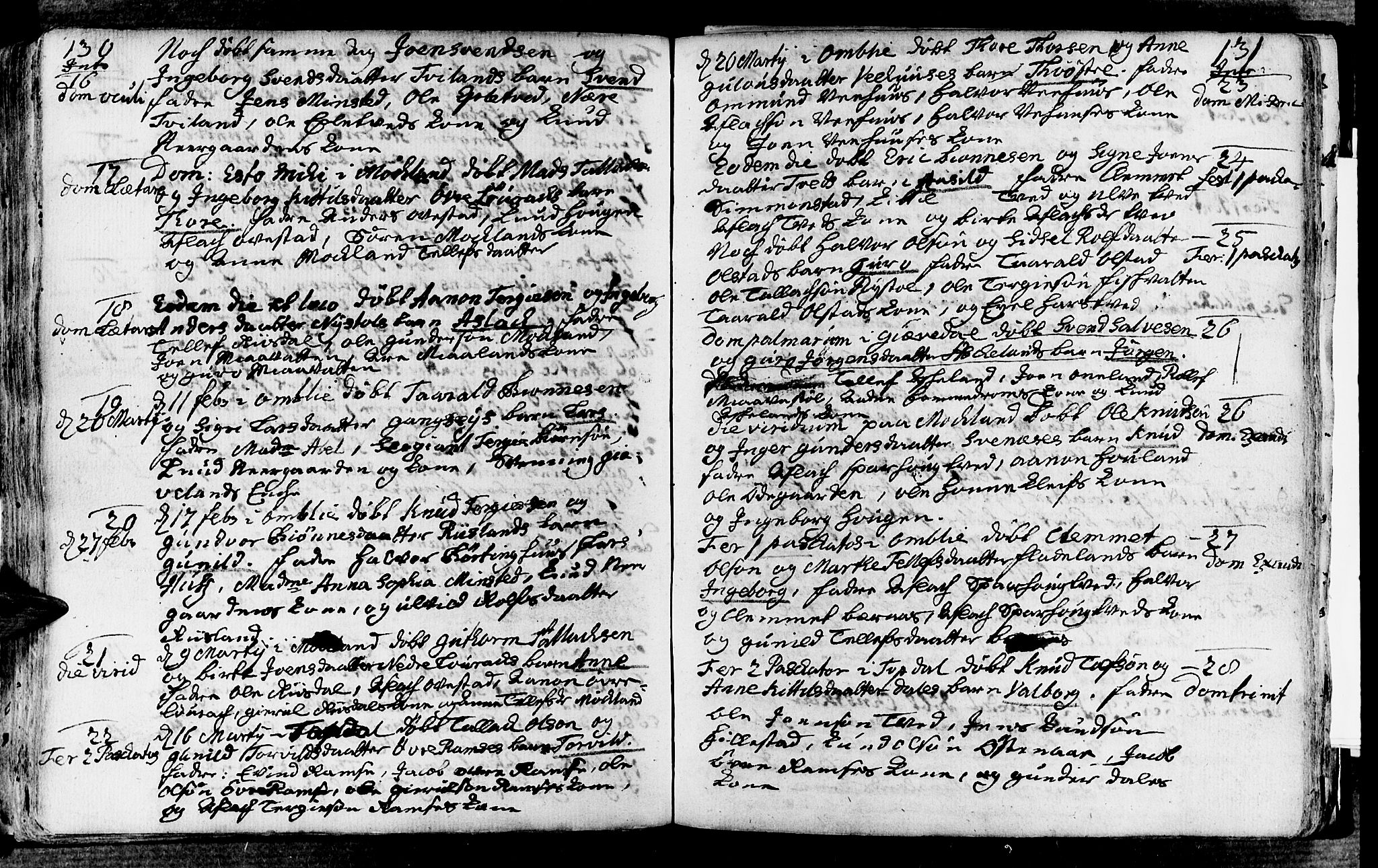 Åmli sokneprestkontor, AV/SAK-1111-0050/F/Fa/Fac/L0003: Ministerialbok nr. A 3, 1756-1775, s. 130-131